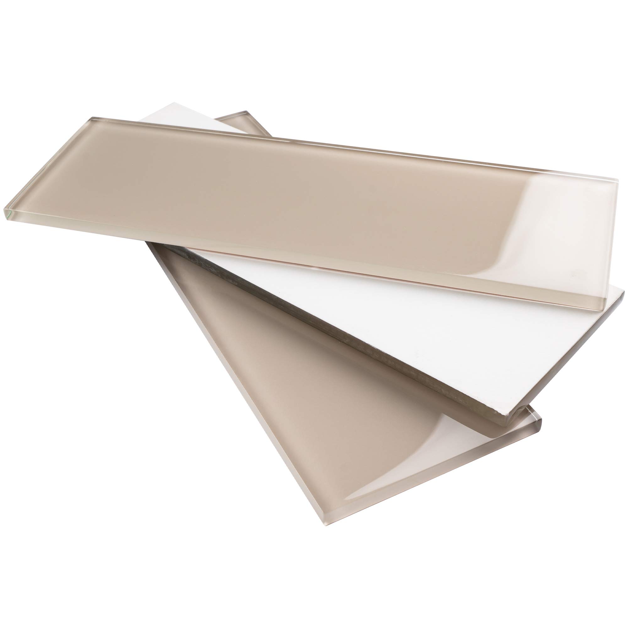 TCSBG-02 4x12 Beige Glass Subway Tile - 10 Square Feet (30 Pieces) - Perfect for Kitchen Backsplash, Bathroom Walls & Shower Surrounds