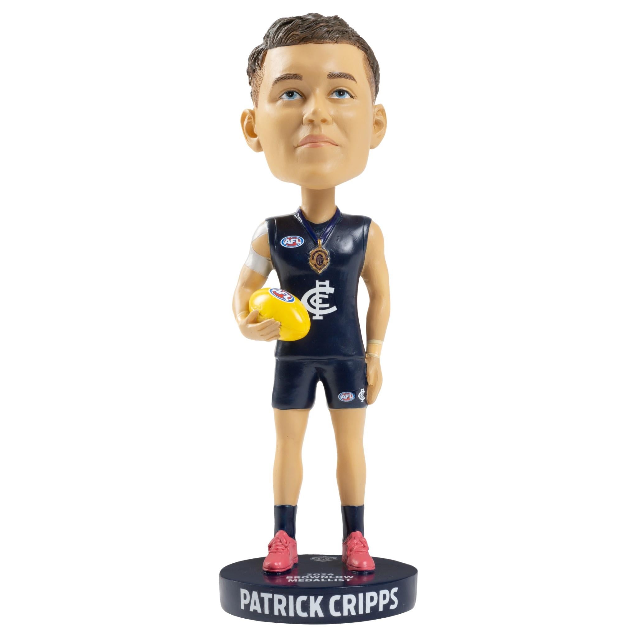 Carlton Blues AFL Patrick Cripps 2024 Brownlow Medalist Bobblehead - Perfect for AFL Fans, Sports Collectors, and Office Desk Decor