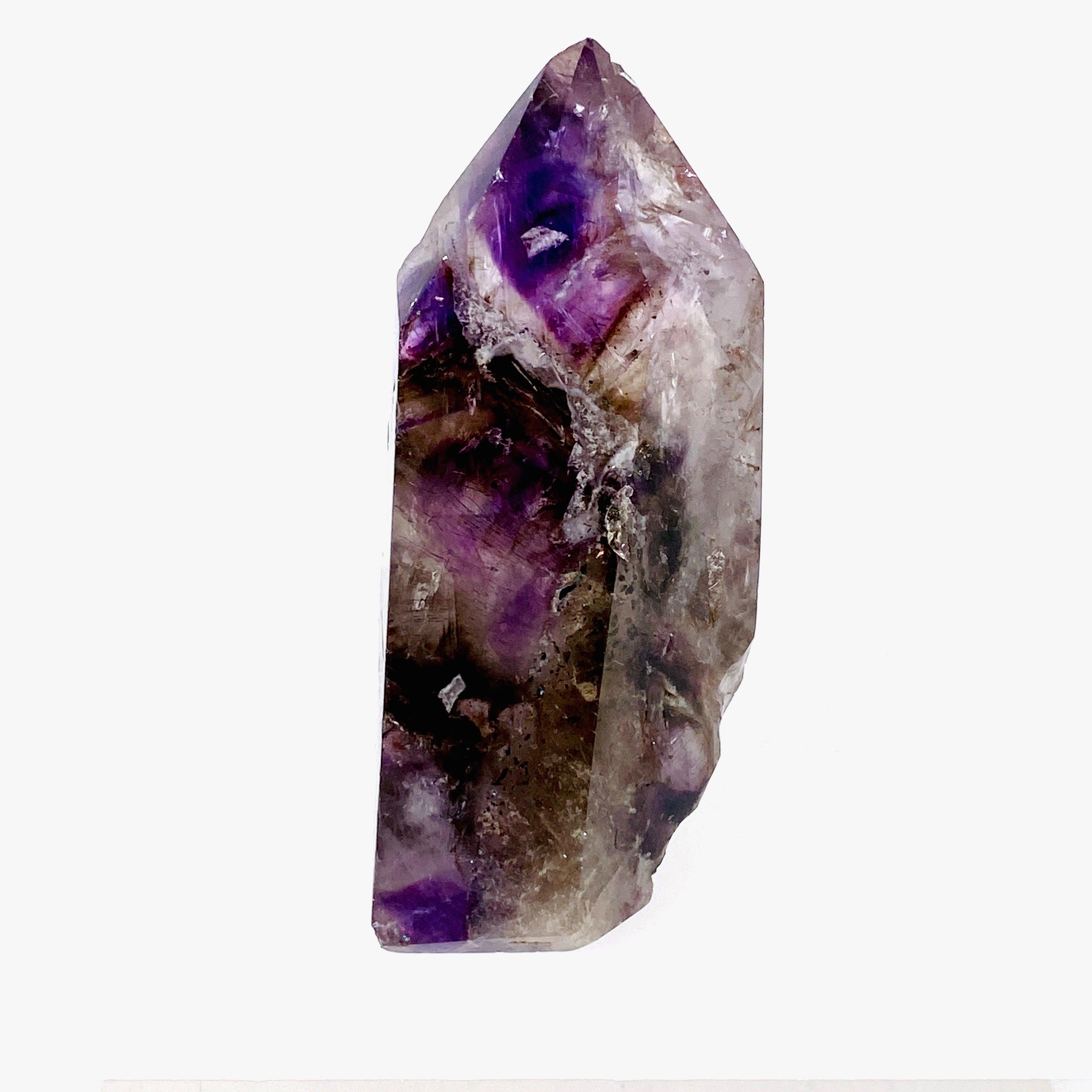 Natural Smokey Amethyst Polished Crystal with Inclusions - Healing Stone for Meditation, Reiki & Home Decor (CR3712)