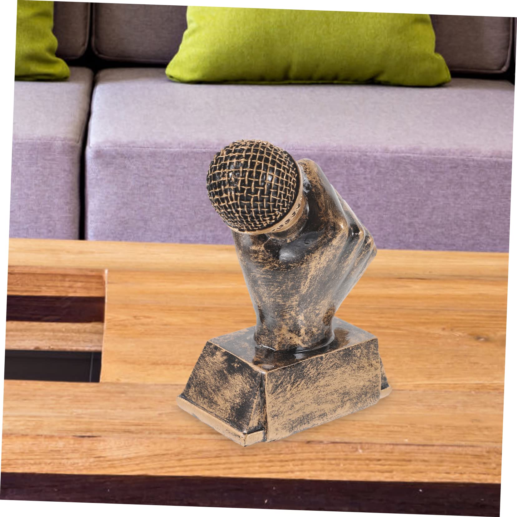 WESIEVYA 4-Piece Antique Microphone Trophy Set - Gold Music Award Statues, Resin Decor for Singing Competition, Karaoke Party & Office Awards - Funny Microfono Trophies for DJs, Musicians & Music Lovers