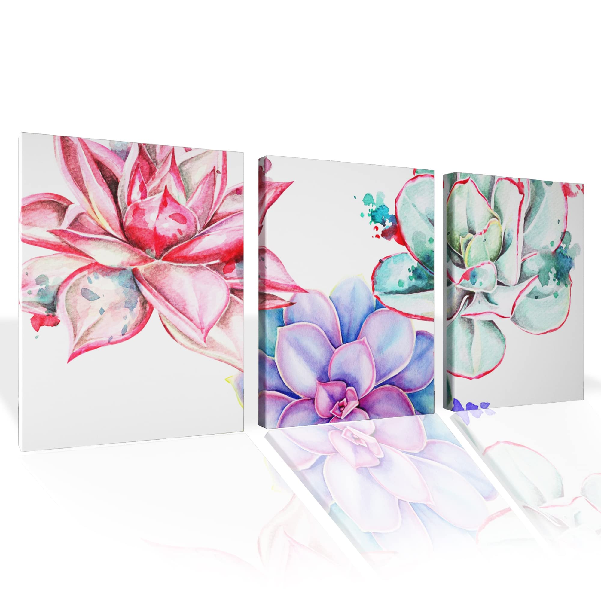 3-Piece Botanical Canvas Wall Art Set - 18x24 Inch Succulent & Plant Prints for Living Room & Bedroom Decor | Perfect Above Bed, Sofa or Office Wall Artwork with Frames