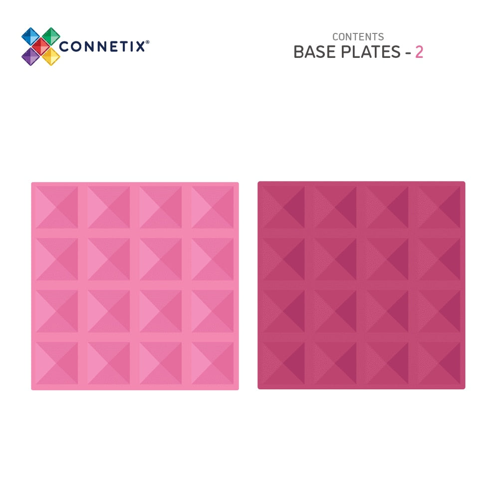 Connetix Magnetic Tiles Pastel Pink & Berry Base Plate 2 Pack - STEM Educational Toys for Kids, Building Blocks for Creative Play, Perfect for Preschool Learning & Home Activities