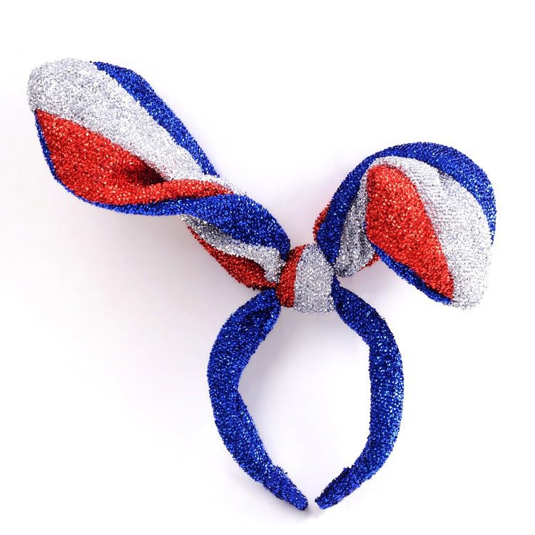 Gangel Patriotic 4th of July Headband - Red White & Blue Hair Accessories for Women, Independence Day Festival Bow Hairband - Perfect for BBQ Parties, Parades & Summer Celebrations
