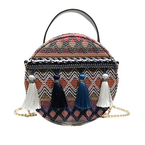 **Lightweight Round Boho Crossbody Bags for Women – Stylish Shoulder Purse with Tassel Accent – Perfect for Travel, Shopping & Casual Outings**