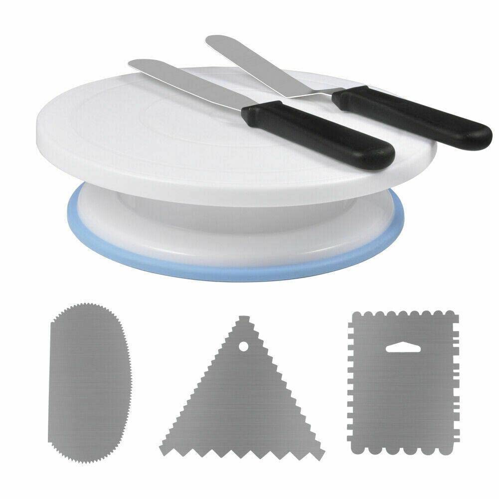 StateOJ 6-Piece Cake Decorating Kit with Turntable Stand - Professional Baking Tools Set for Cake Icing, Cupcake Decorating & Pastry Making - Perfect for Home Bakers & Professional Chefs