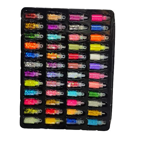 3D Glitter Powder Set for Nails - 48 Pack Acrylic Nail Art Decorations with Rhinestones & Sequins | Perfect for DIY Manicures, Gift Giving & Nail Salon Use