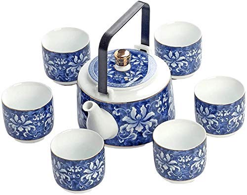 Premium 7-Piece Handmade Porcelain Glazed Kung Fu Tea Set - Large Capacity Teapot & Cups for Zen Tea Ceremony, Coffee Brewing | Perfect for Home, Office & Meditation Spaces