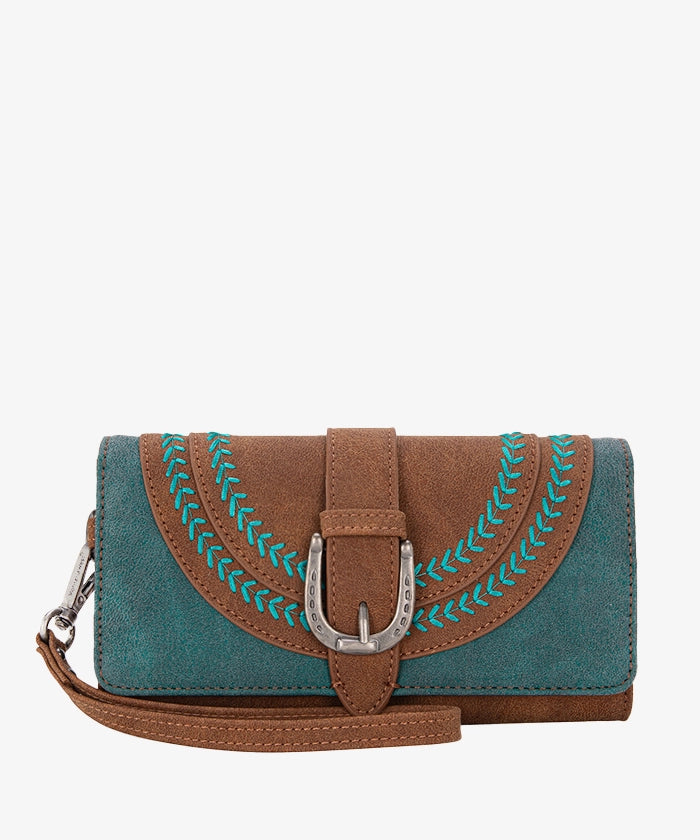 Montana West Women's Leather Buckle Wristlet Wallet - Stylish Crossbody Clutch for Everyday Use, Shopping & Travel