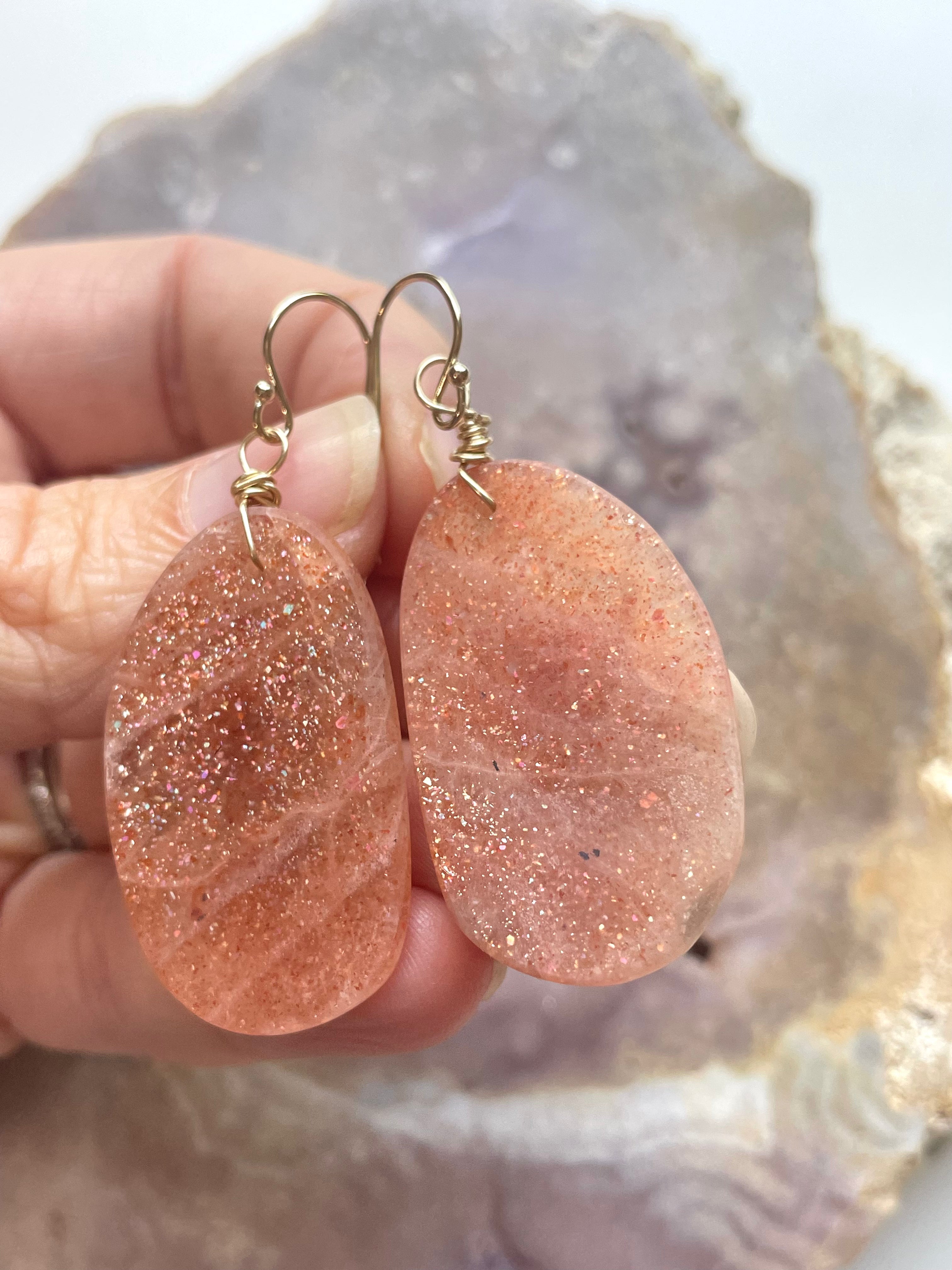 Orange Sunstone Gold Filled Crystal Threader Earrings for Women - Elegant Gemstone Dangle Earrings for Party, Wedding & Everyday Wear