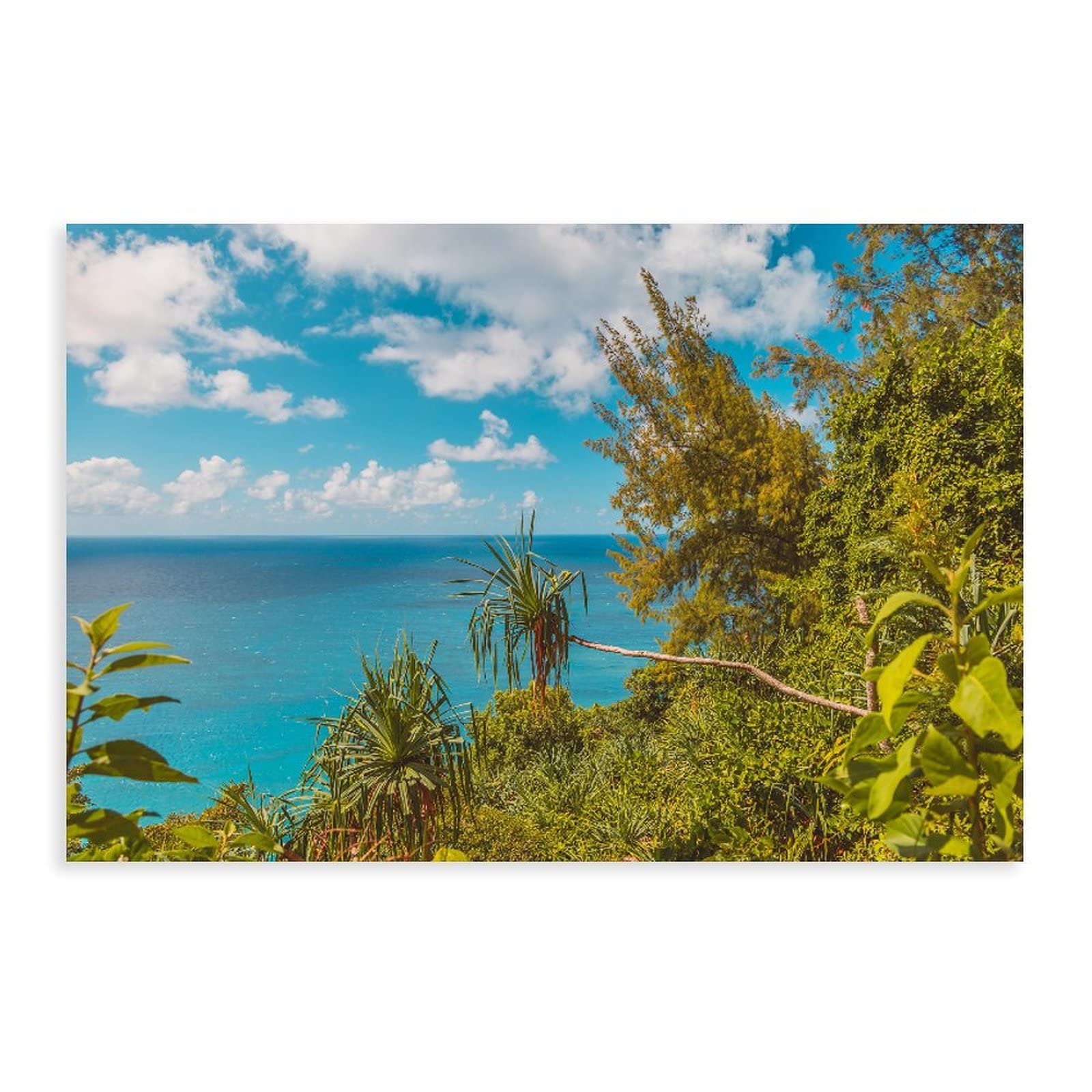 Lush Green Forest Trees Wall Art Canvas Print - Island Nature Landscape Poster for Home Decor, Bedroom, Living Room & Office - 12x18 Inch - Perfect for Relaxing Spaces & Nature-Themed Room Aesthetics