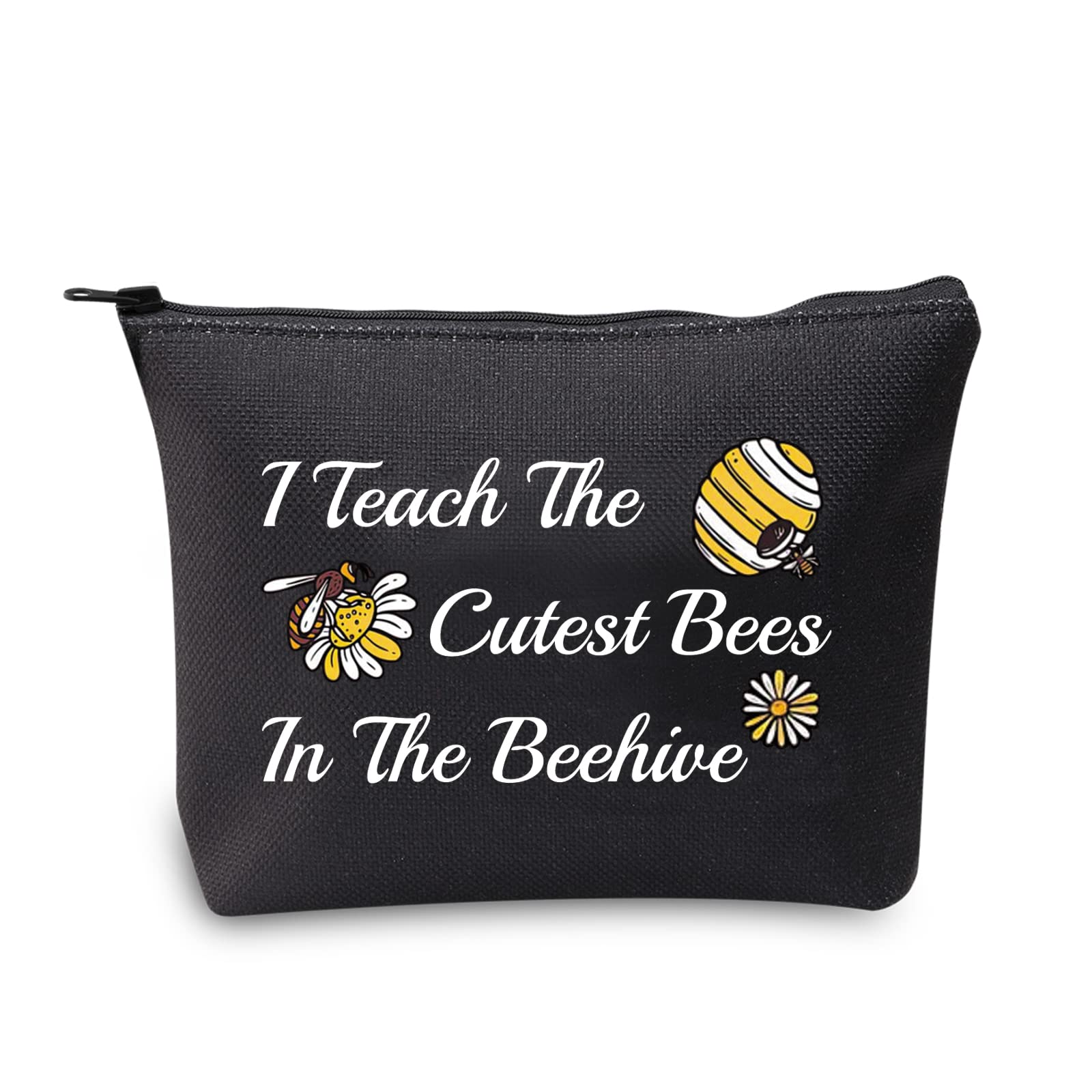 MEIKIUP Bee Keeper Teacher Makeup Bag - Cute Honeybee Cosmetic Pouch for Makeup Artists & Educators - Perfect Gift for Beekeepers, Teachers & Nature Lovers (Use for Travel, School, or Daily Cosmetics Storage)