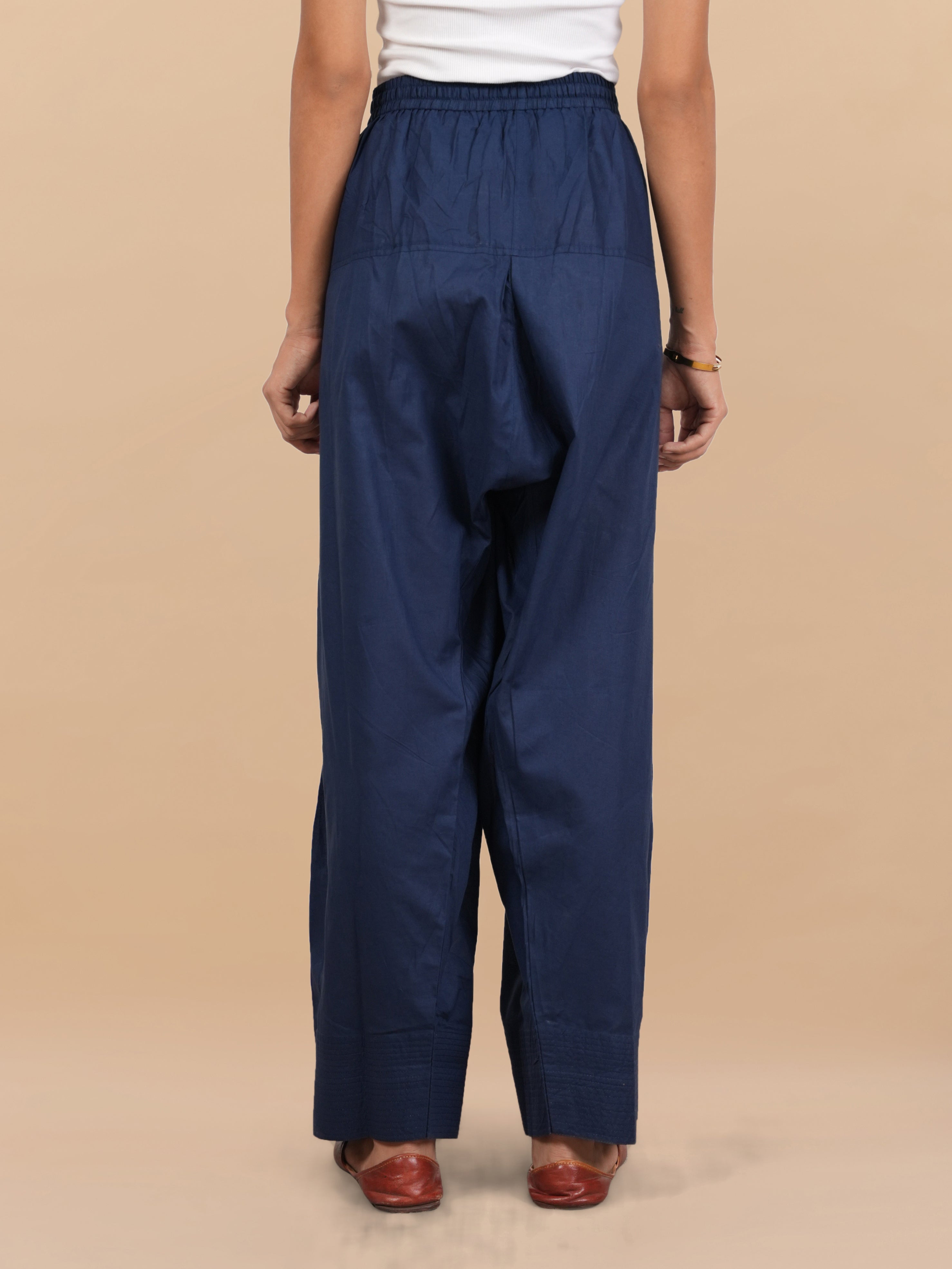 House Of Kari Blue Farsi Cotton Pants - Comfortable Loungewear for Women, Perfect for Yoga, Meditation and Relaxation at Home