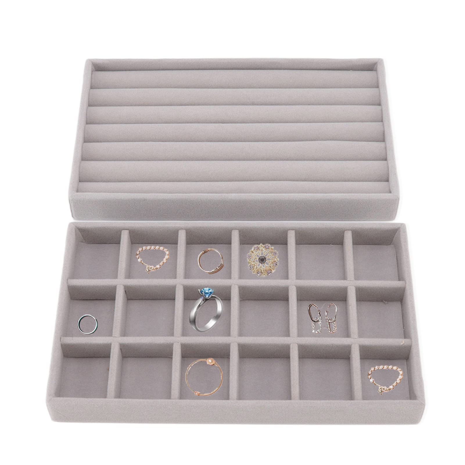 Jewelry Storage Box - Velvet Lined Organizer with Grid Compartments for Necklaces, Earrings & Bracelets | Space-Saving Jewelry Display Case for Home, Travel & Gift Giving