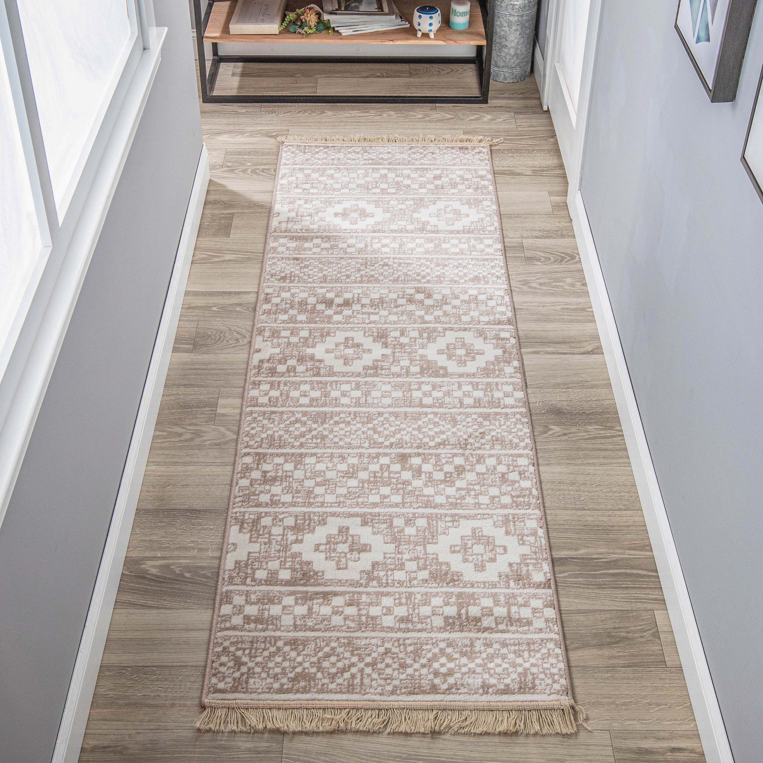 Stylish Geometric Diamond Pattern Indoor Area Rug & Runner - Soft Non-Slip Floor Carpet for Living Room, Bedroom, Hallway | Home Decor & Modern Interior Design