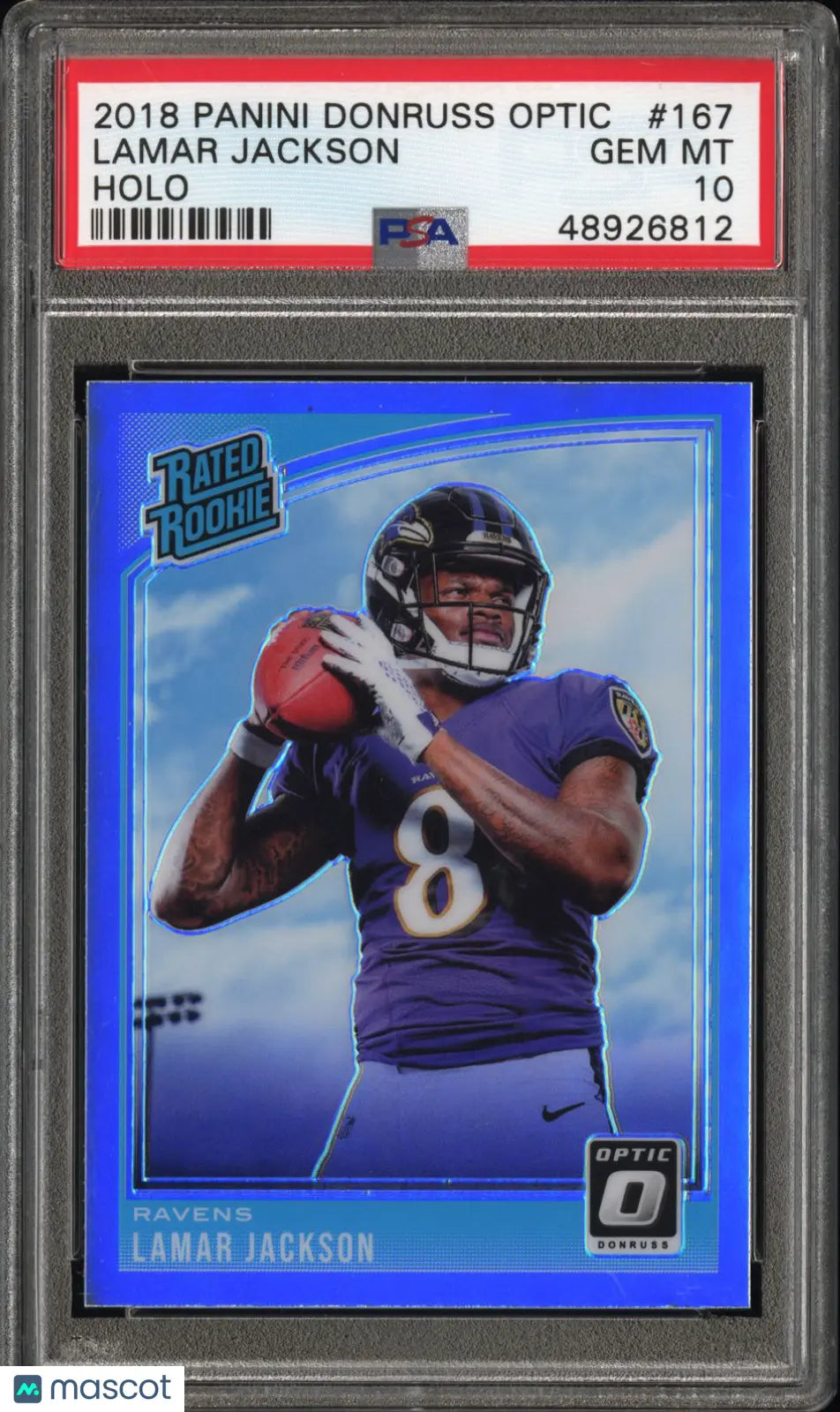 2018 Panini Donruss Optic Football Lamar Jackson Rated Rookie Holo PSA 10 Gem Mint - Rare Football Trading Card for Collectors & Sports Fans - Perfect for Display, Investment & Memorabilia Collections