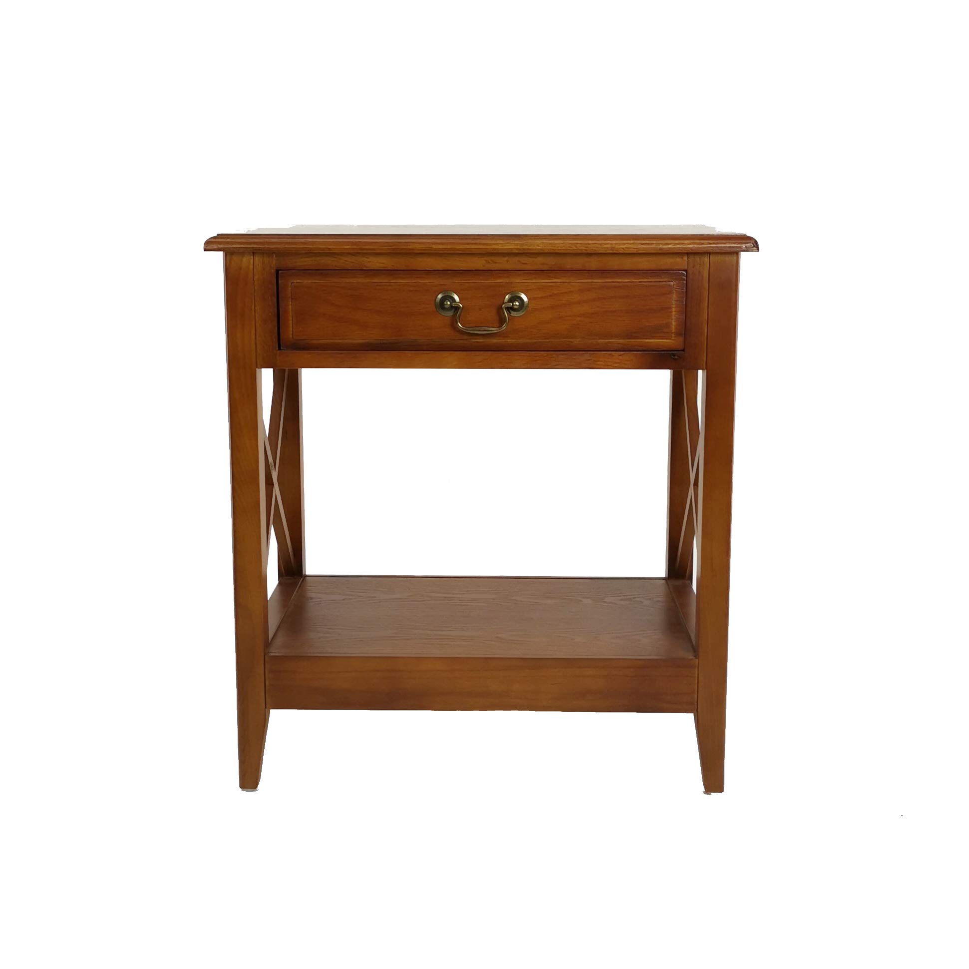 Benjara Transitional Style Nightstand with 1 Drawer & X-Shaped Sides - Brown Wood Bedside Table for Bedroom, Living Room, or Office