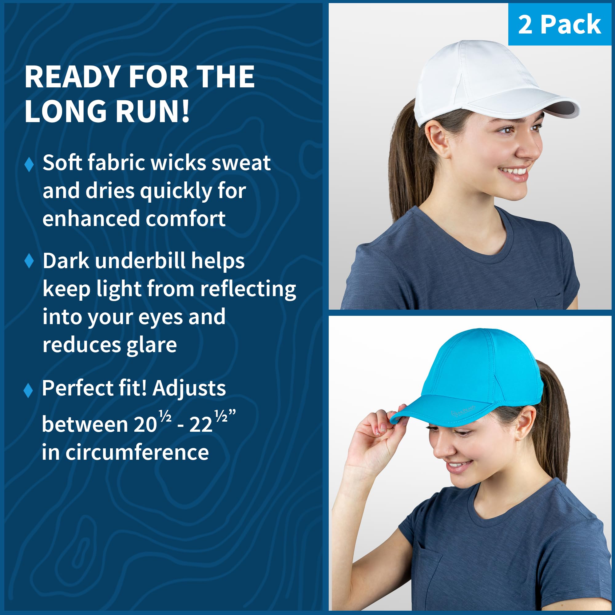 TrailHeads UPF 50+ UV Protection Running Hats for Women - Lightweight Breathable Baseball Cap for Tennis, Golf, Gym & Outdoor Workouts - Perfect for Summer, Hiking, Jogging & Sports Activities