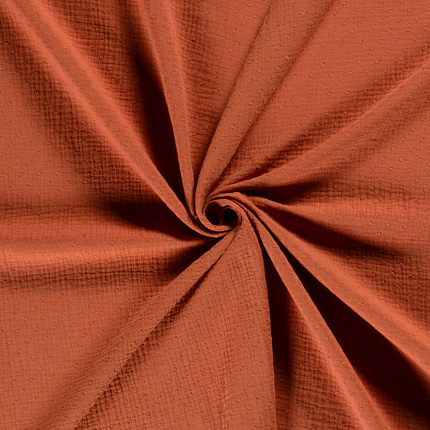 Premium Dobby Gauze Fabric - Soft & Breathable Burnt Orange Cotton Material for DIY Crafts, Quilting, and Home Decor