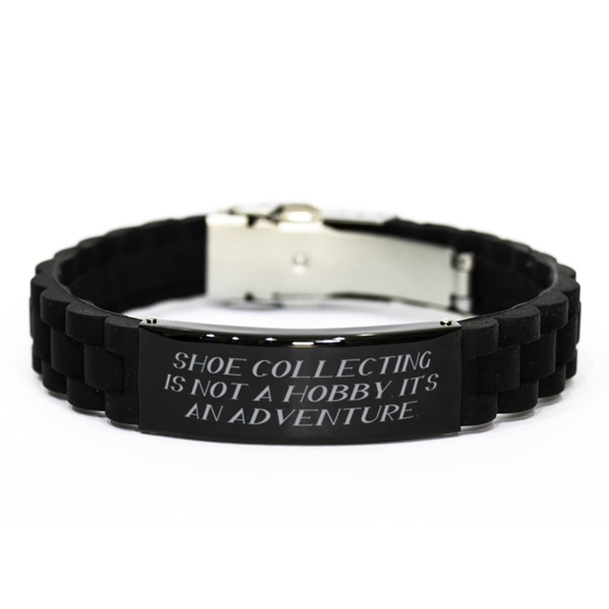 Black Glidelock Clasp Bracelet - Engraved Shoe Collector Gift for Men & Women | Sarcastic Jewelry for Sneakerheads & Fashion Lovers | Perfect for Birthdays, Anniversaries & Special Occasions