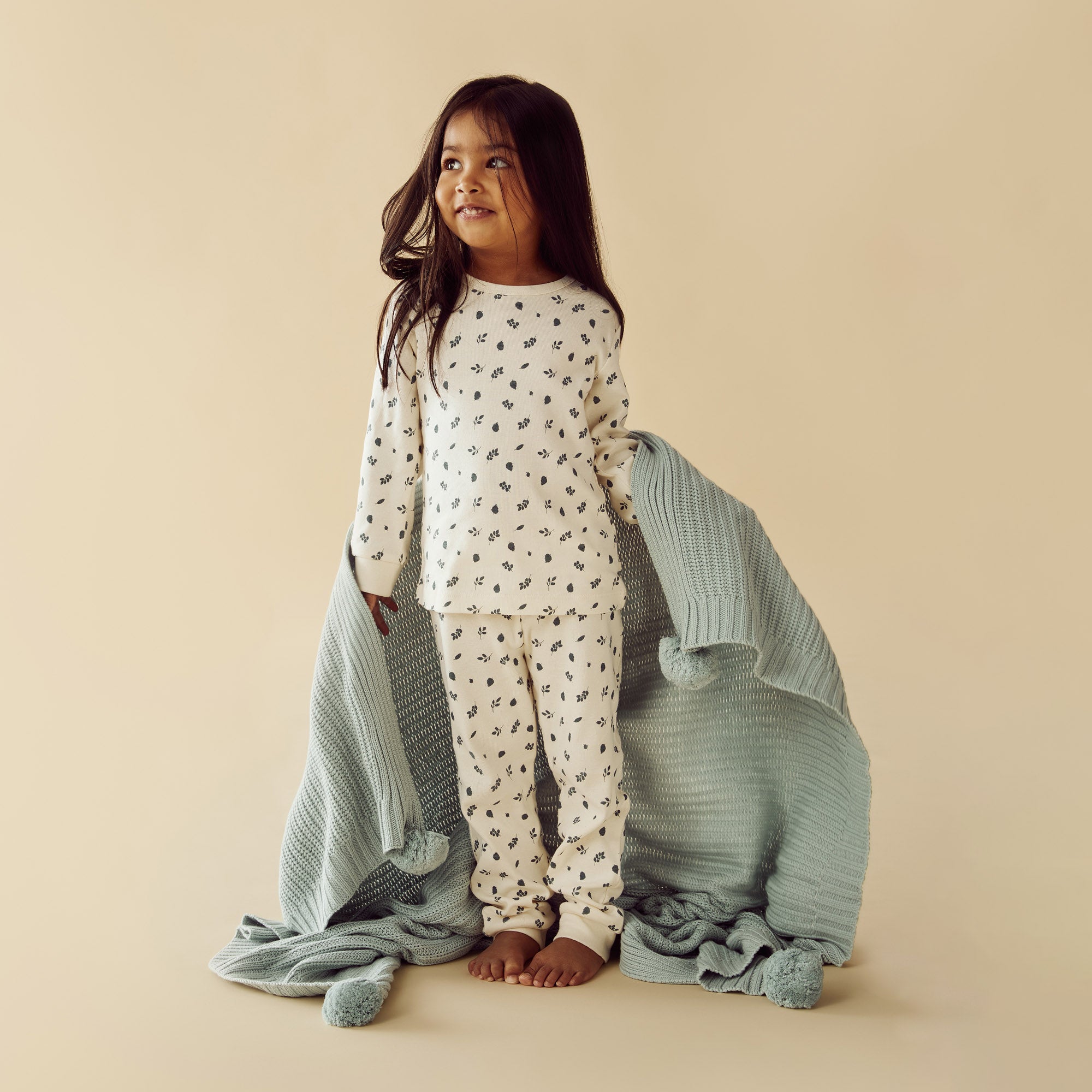 Twilight Leaf Organic Cotton Long Sleeve Pajamas for Women - Soft & Comfortable Sleepwear for Nighttime & Lounge Wear