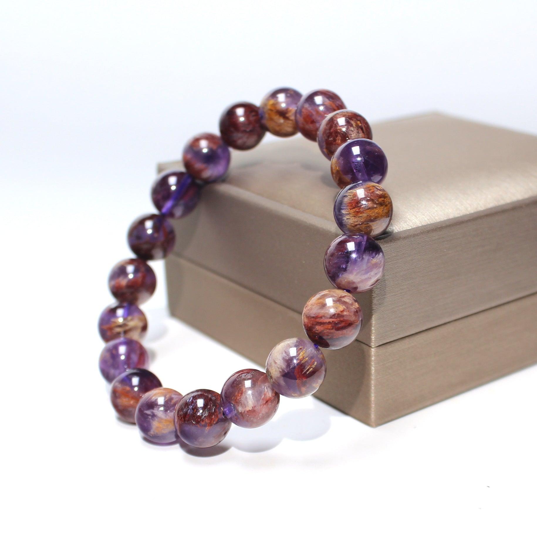 Natural Purple Ghost Fashion 8mm Single Ring Bracelet for Women - Stylish Boho Jewelry for Everyday Wear & Gift Giving