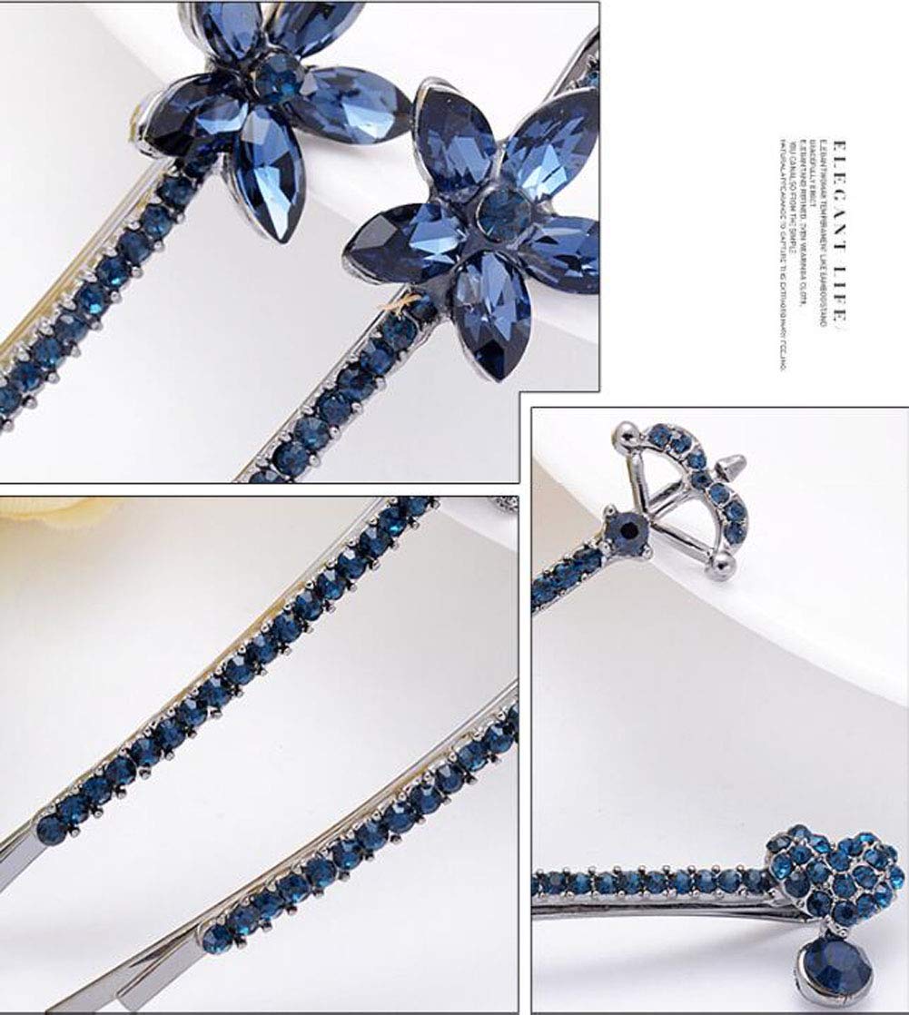 6PCS Rhinestone Flower & Butterfly Hair Clips for Women - Crystal Bobby Pins & Side Clips Hair Accessories - Perfect for Weddings, Parties & Daily Styling (C#)