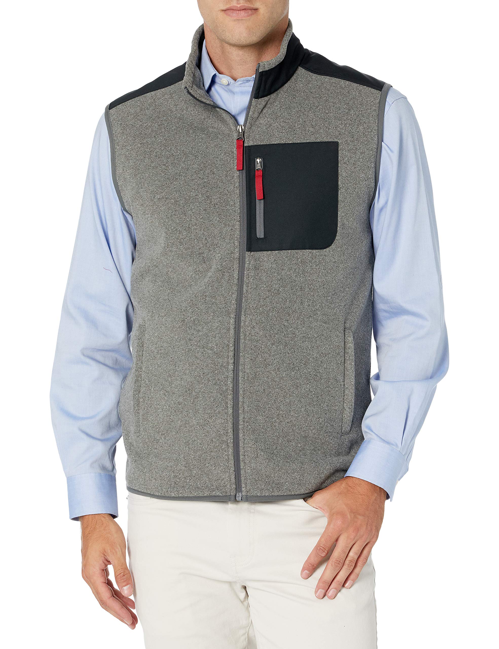 Amazon Essentials Men's Full-Zip Polar Fleece Vest - Lightweight Warm Winter Layering for Outdoor Hiking, Camping & Casual Wear
