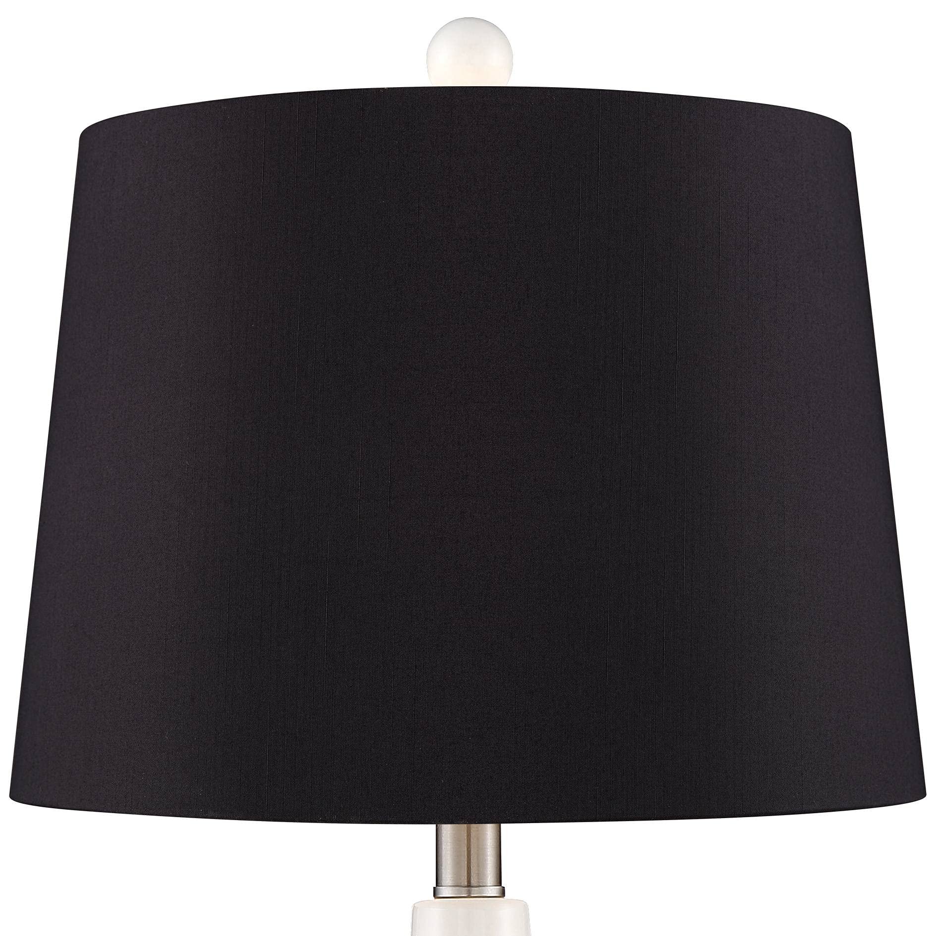 360 Lighting Jane Modern Table Lamps - Set of 2 White Ceramic Double Gourd Lamps with Black Faux Silk Drum Shades, 25