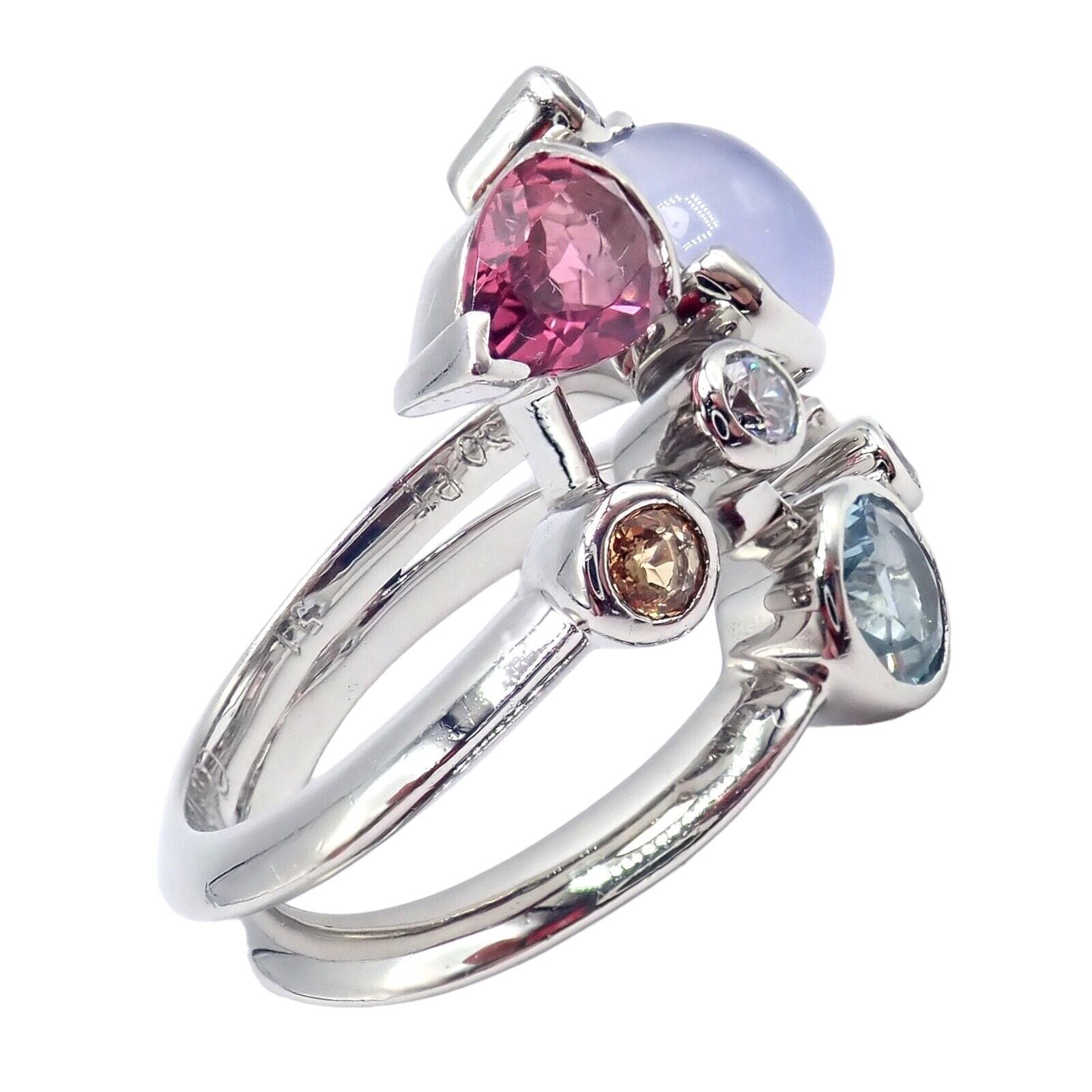 Cartier Meli Melo Platinum Ring with Chalcedony, Tourmaline, Garnet & Diamonds - Size 5.75 | Luxury Jewelry for Weddings, Anniversaries & Special Occasions