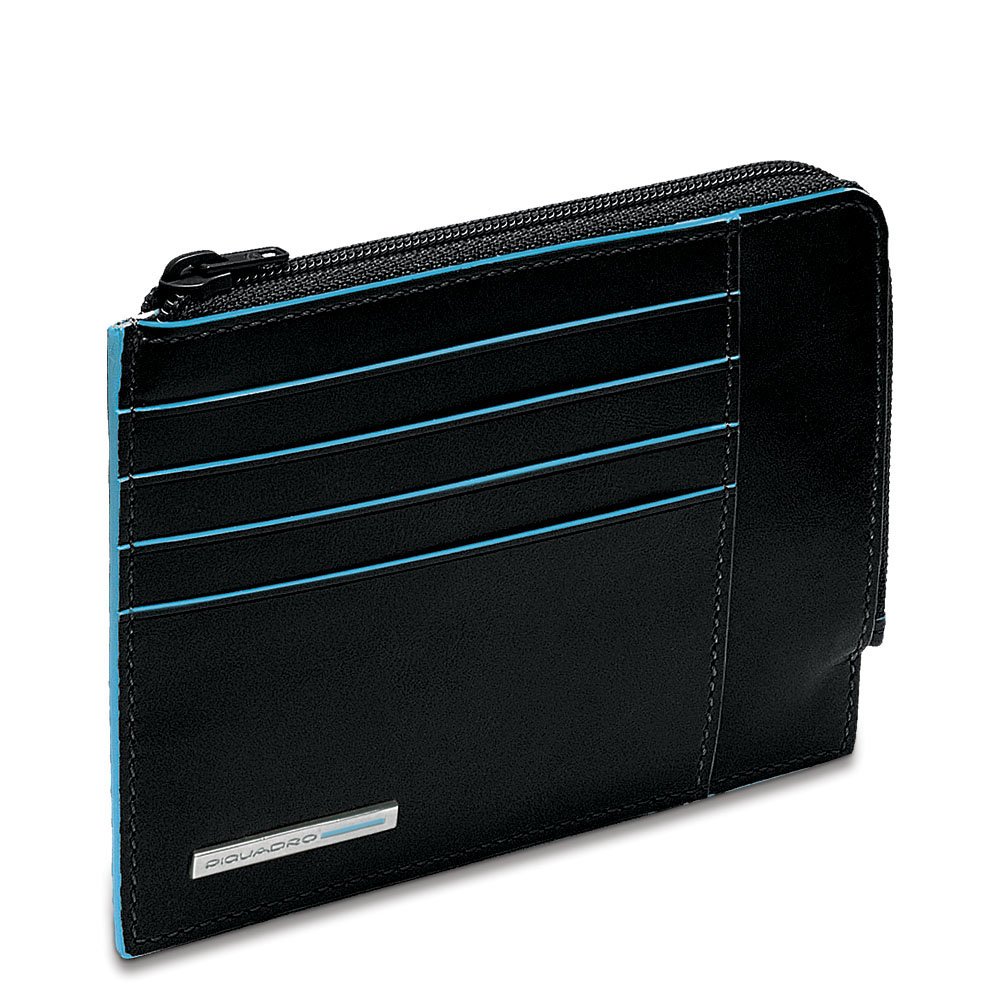 Piquadro Men's Leather Coin Wallet - Slim RFID Blocking Money Holder for Cash & Cards, Black, 12cm - Perfect for Travel, Business & Everyday Use