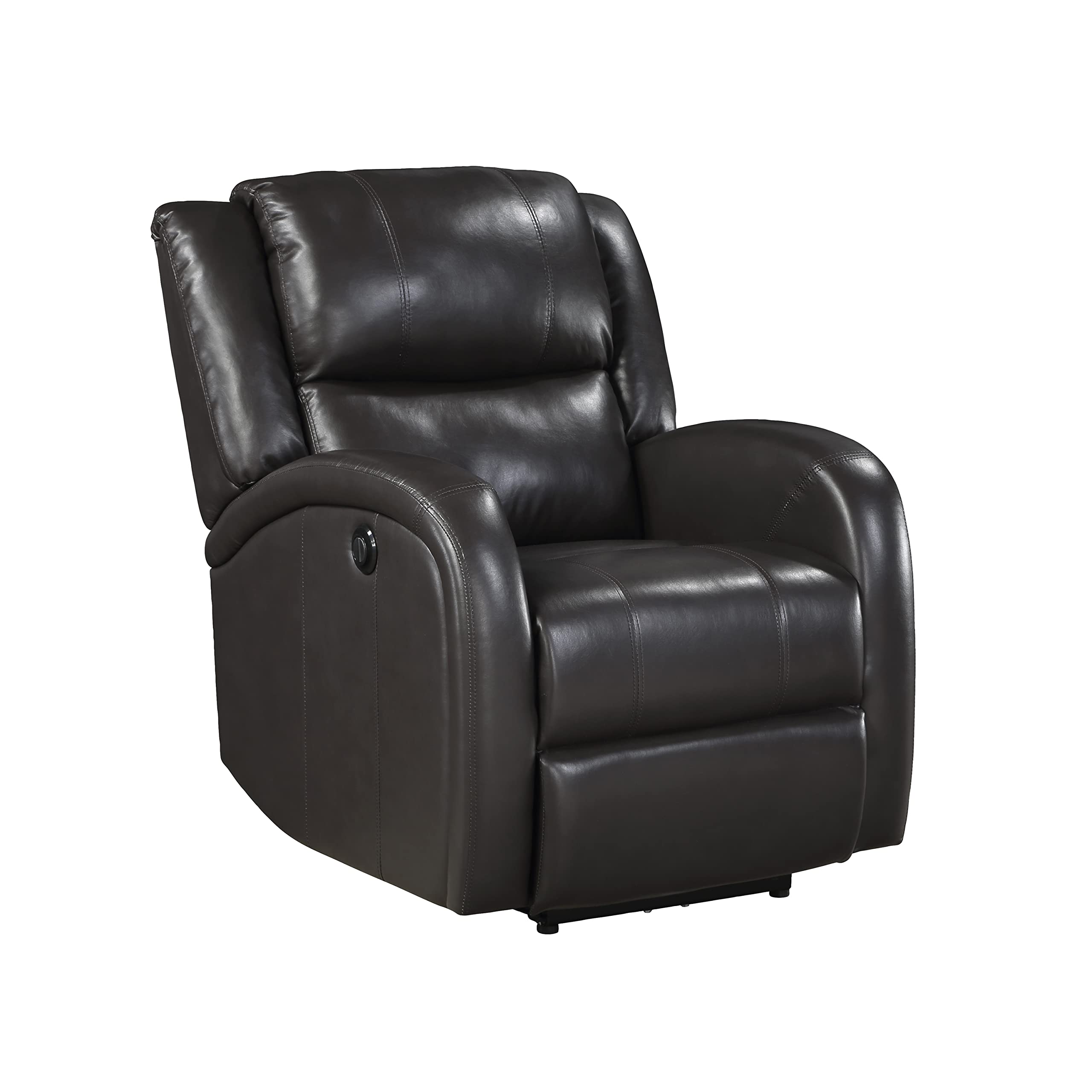 Lexicon Raven Faux Leather Wall-Hugger Power Recliner - Brown Leather Reclining Chair for Living Room, Home Theater & Small Spaces - Comfortable Electric Recliner Sofa with USB Charging Port