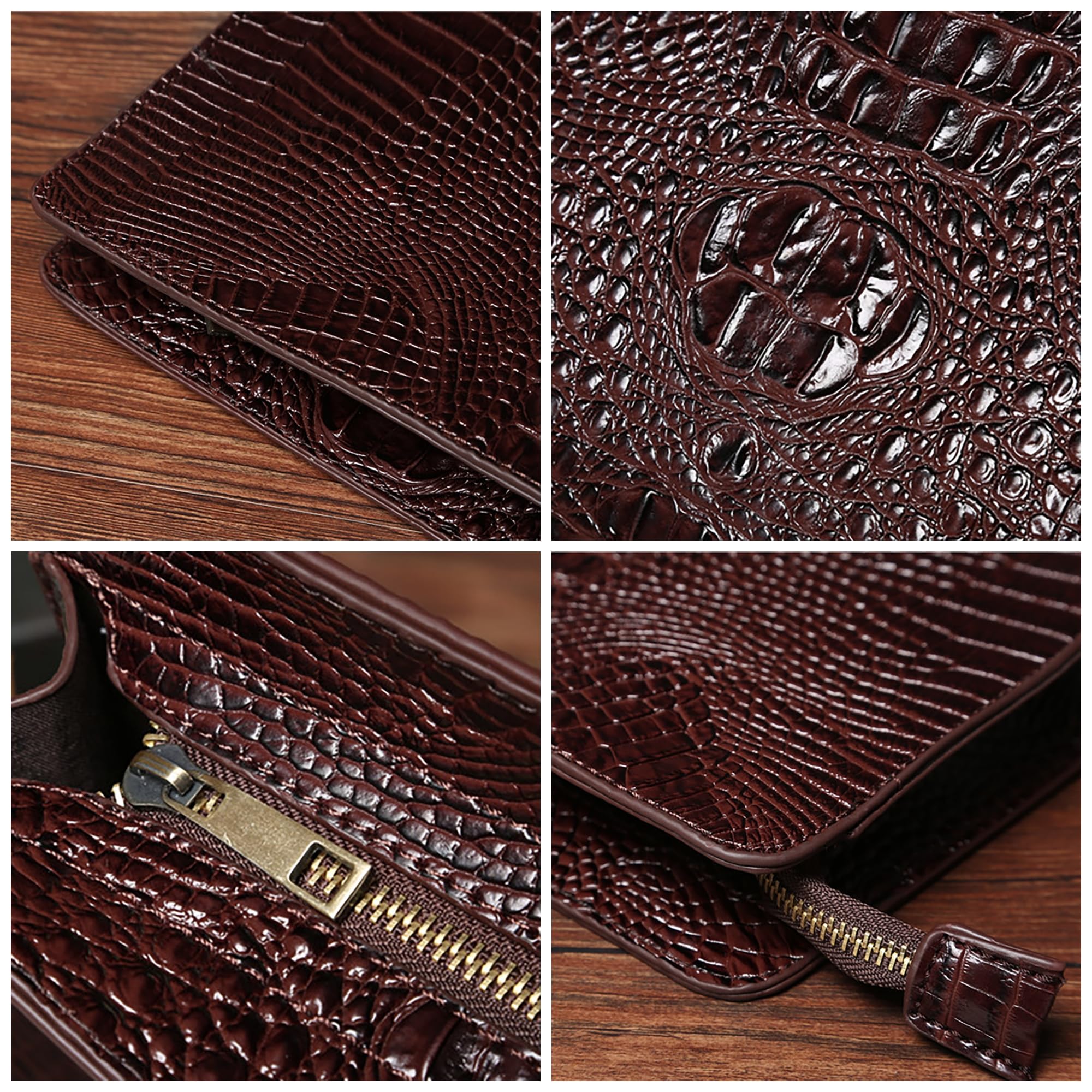 Luxury Oversized Crocodile Embossed Leather Handbag for Women - Elegant Envelope Evening Clutch Purse with Wallet Compartment | Perfect for Parties, Weddings & Formal Events
