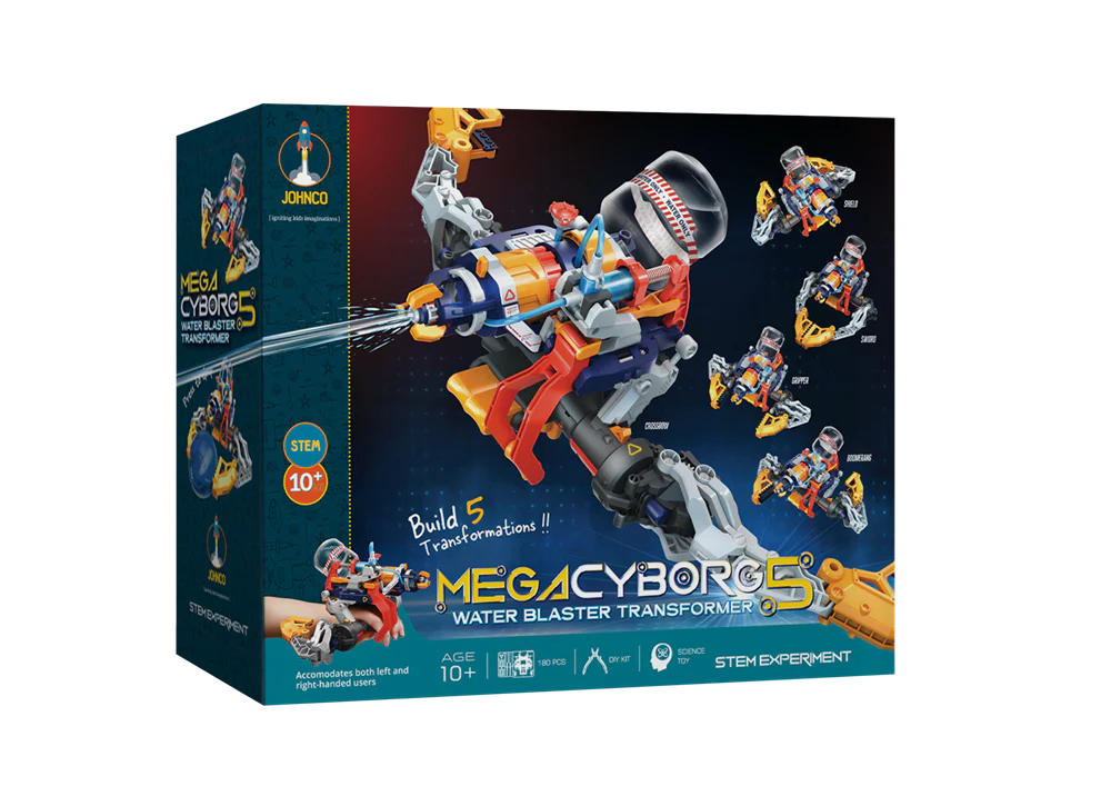 Johnco Mega Cyborg 5 Water Blaster Toy - High-Pressure Water Gun for Outdoor Summer Fun, Pool Party Games, Backyard Battles & Kids Water Fights (Ages 8+)