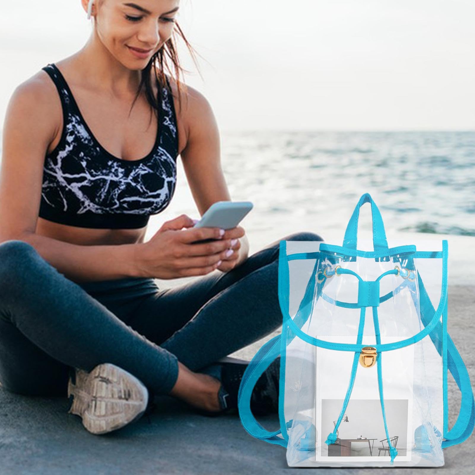 Stadium Approved Clear Bag for Concerts & Sports Events - Waterproof Transparent Backpack, See Through Purse for Security Check | Perfect for Music Festivals, NFL Games & Theme Parks