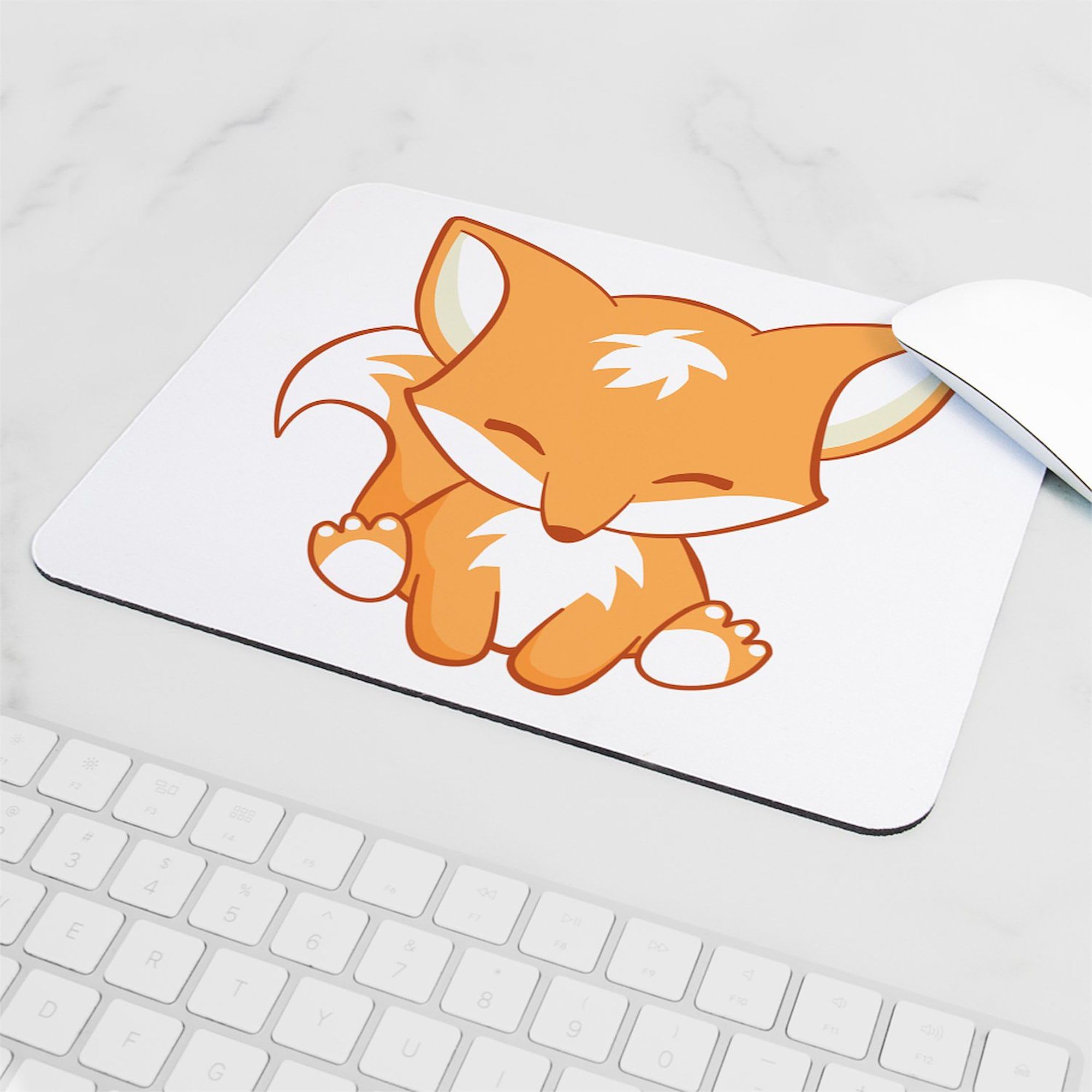 Happy Fox Non-Slip Rubber Gaming Mouse Pad - Cute Animal Design for PC, Laptop & Office Work - Perfect for Gamers, Programmers & Home Office Use