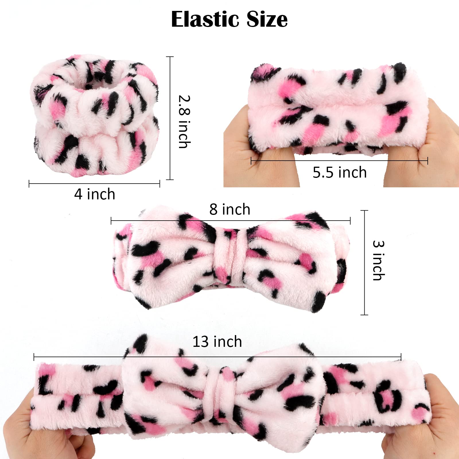12PCS Soft Microfiber Spa Headbands & Wristbands Set - Super Absorbent Elastic Bow Skincare Bands for Women & Girls - Perfect for Face Washing, Makeup Removal & Skincare Routine at Home or Salon