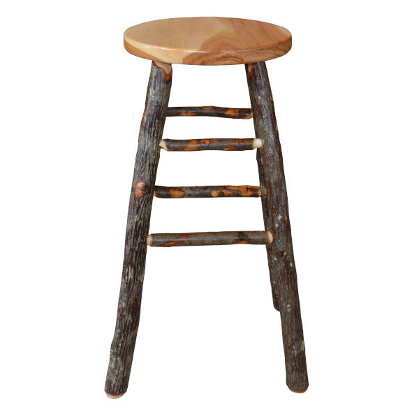 Premium Hickory Wood Bar Stool with Back Support - Rustic Farmhouse Style Counter Height Stool for Kitchen Island, Breakfast Nook & Home Bar (Set of 1) - Natural Wood Finish, Durable & Comfortable Seating