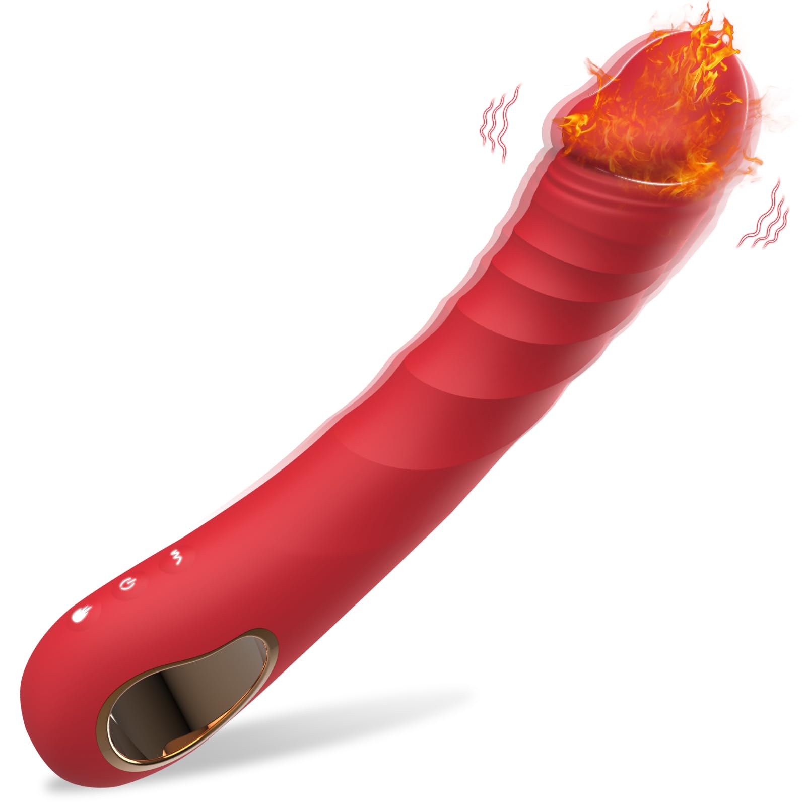 Heated G-Spot Vibrator for Women - 10 Vibration Modes Realistic Dildo with Nipple & Anal Stimulation - Couples Sex Toy for Bedroom & Travel (Red)
