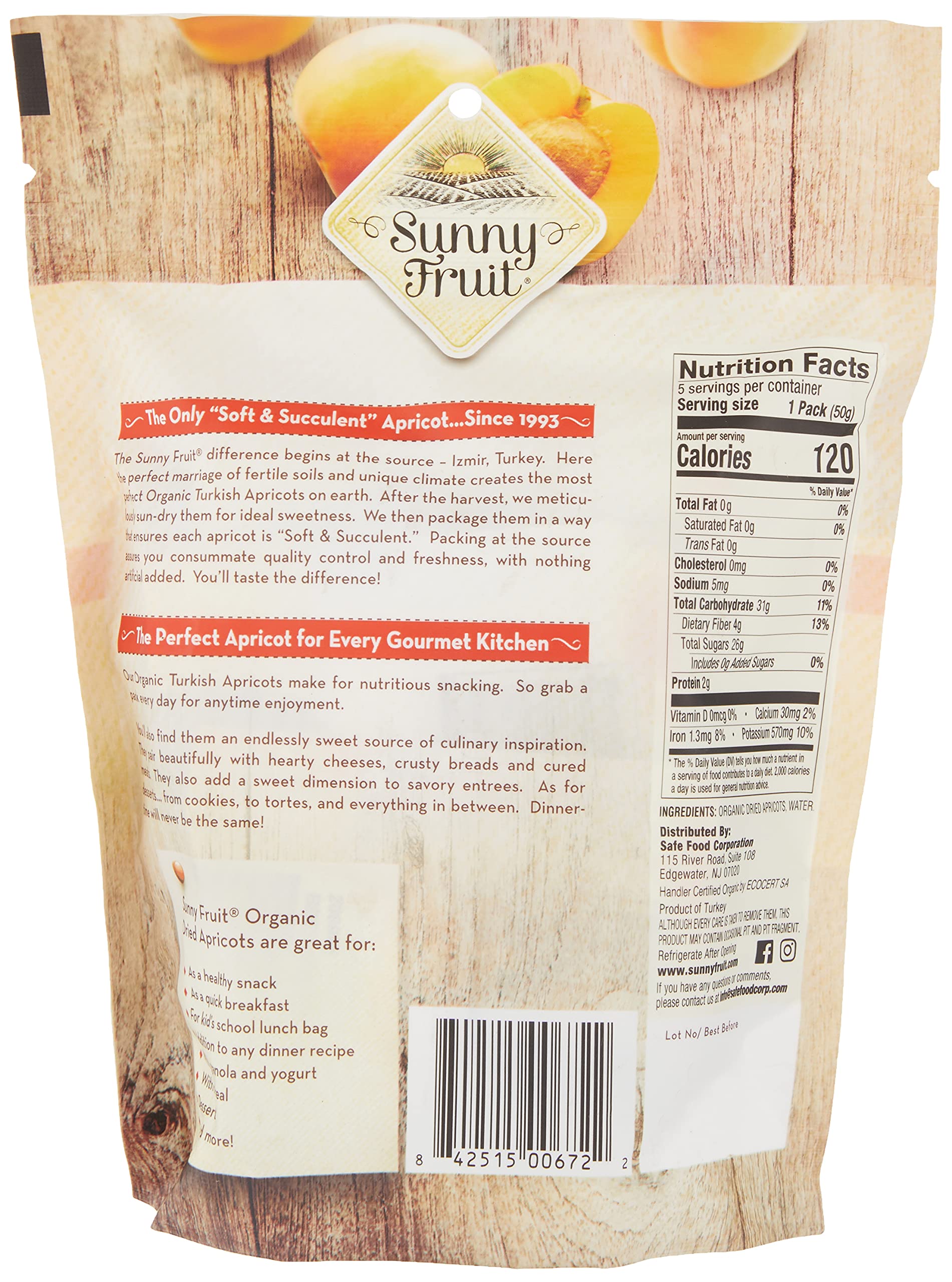 Organic Turkish Dried Apricots - Sunny Fruit Soft & Juicy | Healthy Snack for Hiking, Baking & Kids Lunch Boxes
