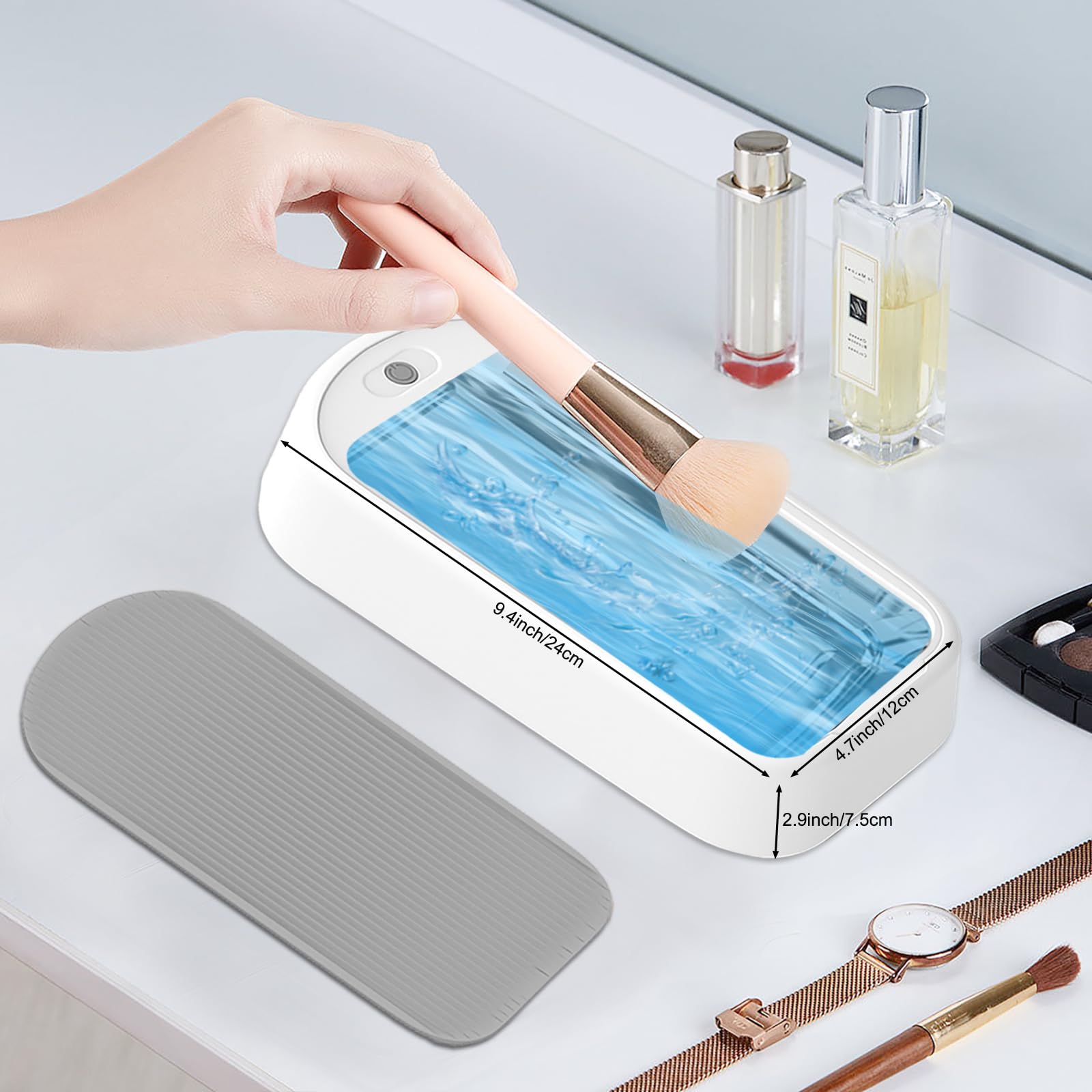 Professional 40W 640ml Ultrasonic Jewelry Cleaner Machine for Glasses, Rings, Earrings, Necklaces, Dentures & Watch Straps - Perfect for Home, Salon and Jewelry Store Cleaning Needs
