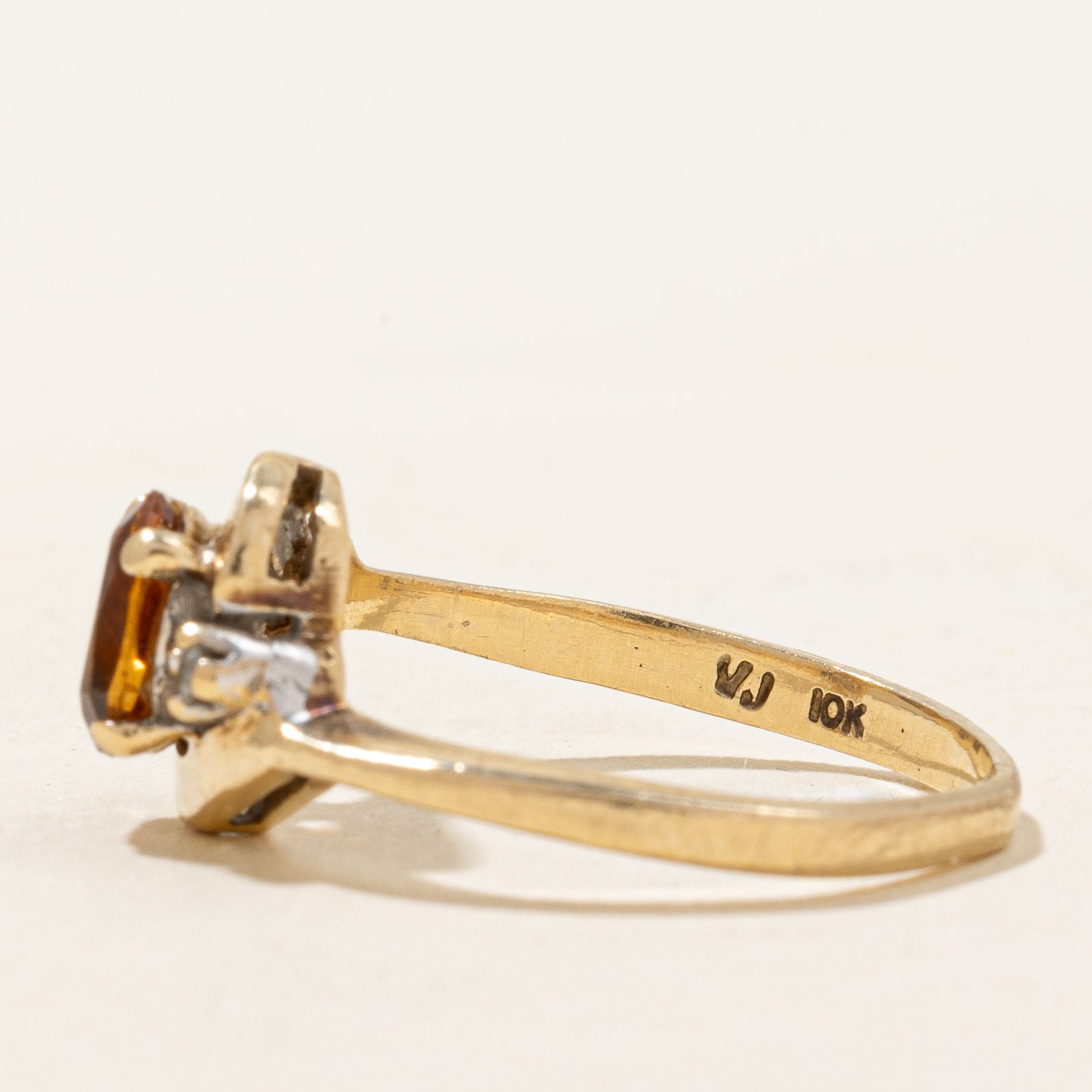 Mandarin Citrine & Diamond Ring - 0.37ct Citrine with 0.02ctw Diamonds | Size 3 | Elegant Jewelry for Women | Perfect for Weddings, Anniversaries & Special Occasions