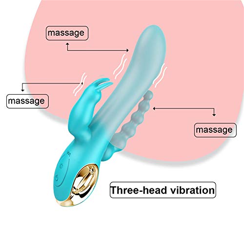 3 in 1 Silicone G-Spot Rabbit Anal Vibrator - 10 Powerful Vibration Modes, Waterproof & Rechargeable Adult Sex Toy for Women & Couples - Clitoral, Vaginal & Anal Stimulator (Blue) - Perfect for Solo Play & Intimate Couples Moments