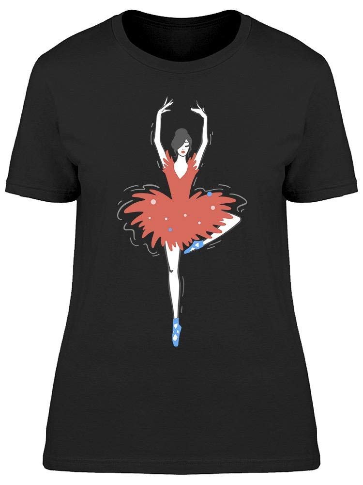 Elegant Red Ballerina T-Shirt for Women - Soft & Comfortable Casual Wear - Perfect for Dance, Yoga, and Everyday Outfits