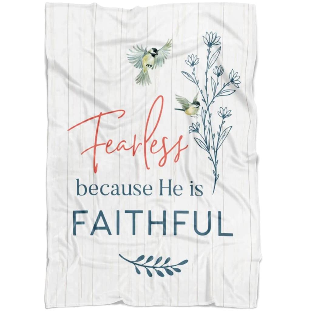 Fearless Because He Is Faithful Christian Prayer Blanket with Bible Verse - Religious Jesus & Catholic Throw Blanket for Worship, Bible Study & Comfort - Lion of Judah Design for Church, Home & Gifts