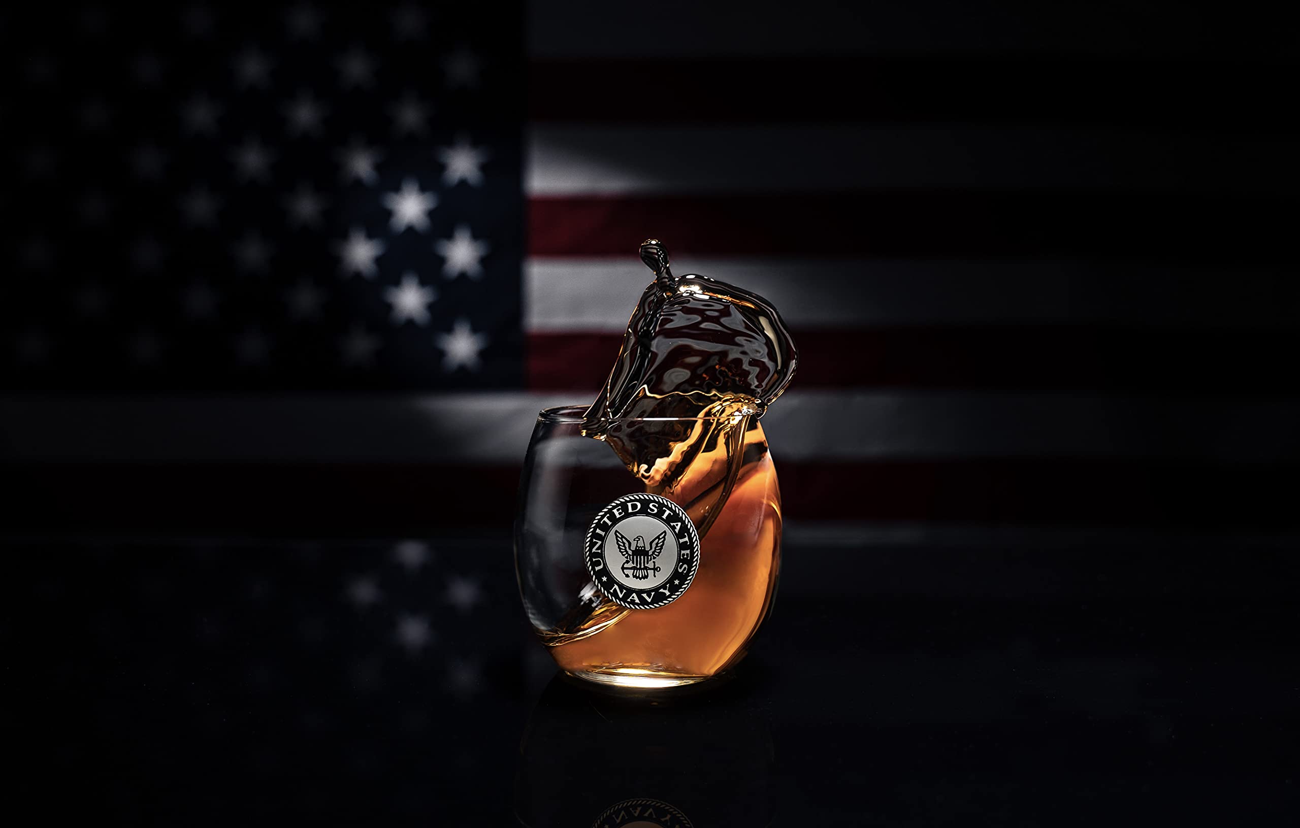 Premium U.S. Navy Globe Whiskey Decanter Set with 4 Crystal Glasses & 9 Whiskey Stones - Veteran Gift Box with Wooden Base - Patriotic Military Bourbon Scotch Gifts for Men, Dad - Perfect for Home Bars, Man Caves & Navy Themed Parties