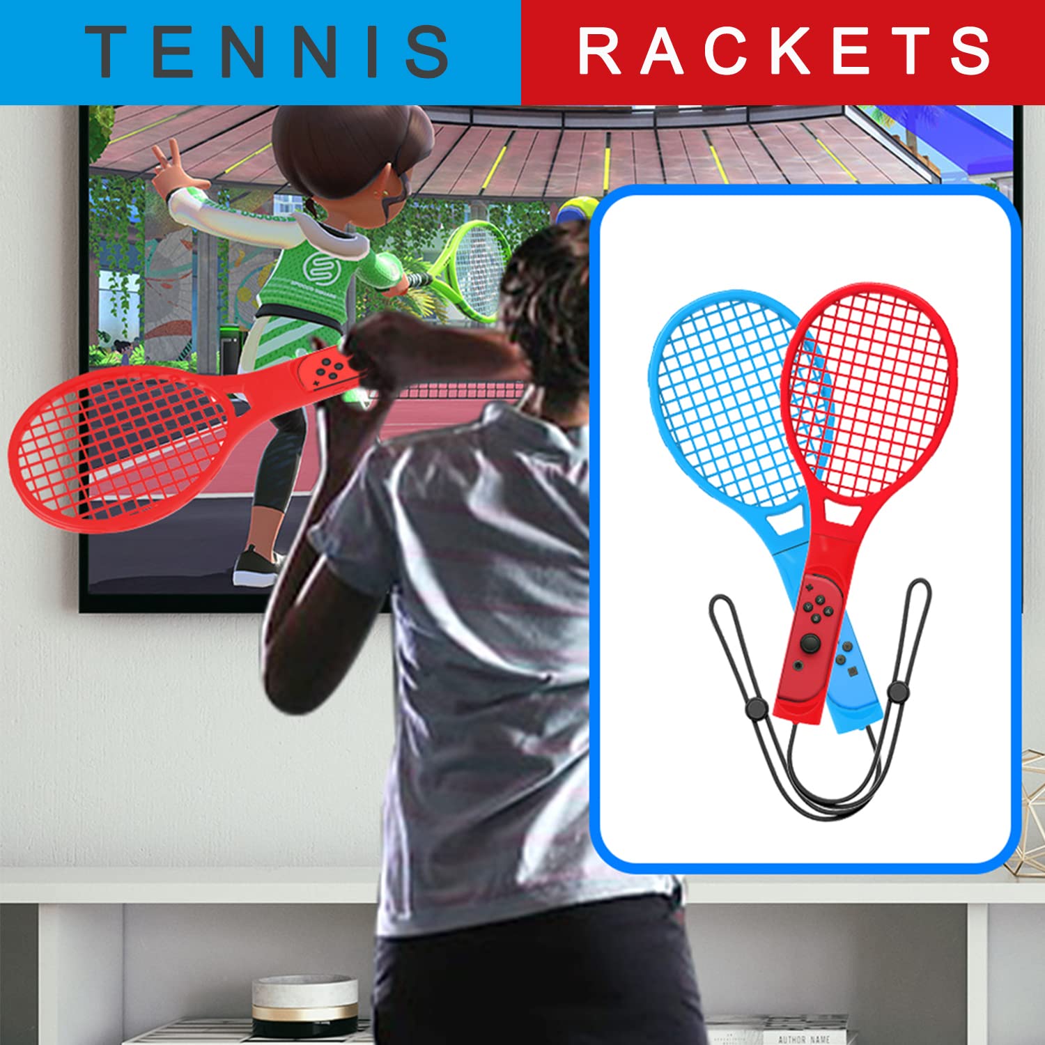 2024 Nintendo Switch Sports Accessories Bundle - Soccer Leg Straps, Mario Golf Clubs, Wrist Bands & Tennis Rackets for Switch Sports Games | Perfect for Mario Golf, Tennis & Soccer Gameplay