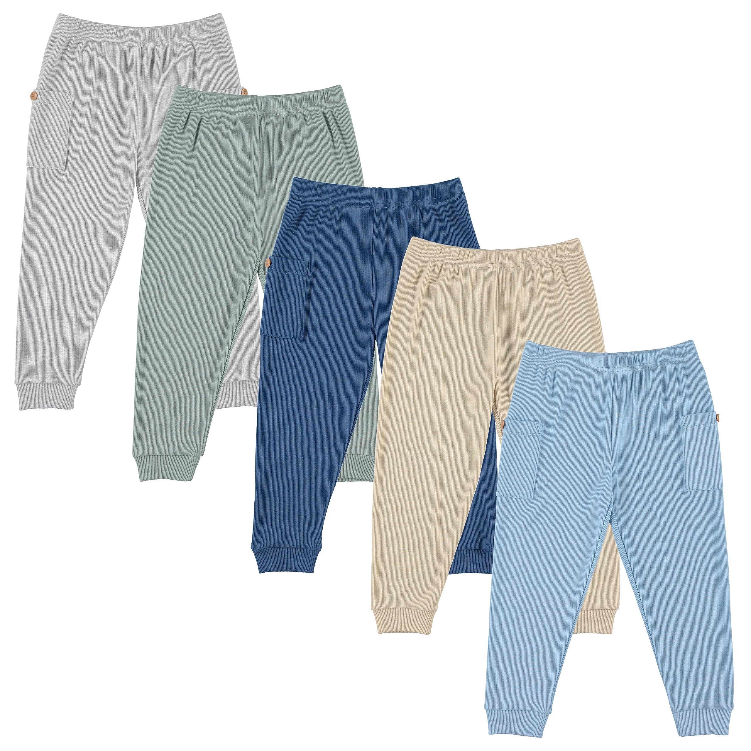 Cudlie 5-Pack Baby & Toddler Boys Jogger Pants - Lightweight Tapered Sweatpants for Active Play - Soft Lounge Pants for Boys - Perfect for Playtime, Daycare & Casual Outings