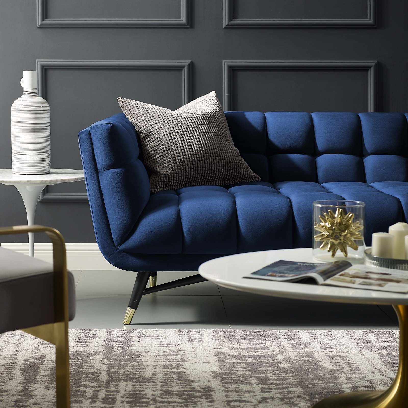 Luxury Velvet Sofa - Modern Comfortable Couch for Living Room, Bedroom & Office - Soft Upholstered Fabric Sectional with Sturdy Frame - Perfect for Relaxing, Entertaining & Small Spaces