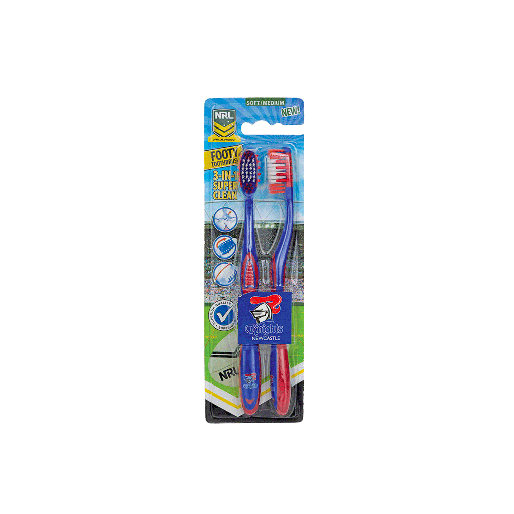 Newcastle Knights 2-Pack Toothbrushes - Soft Bristles for Kids & Adults - Perfect for Home, Travel & School Oral Care