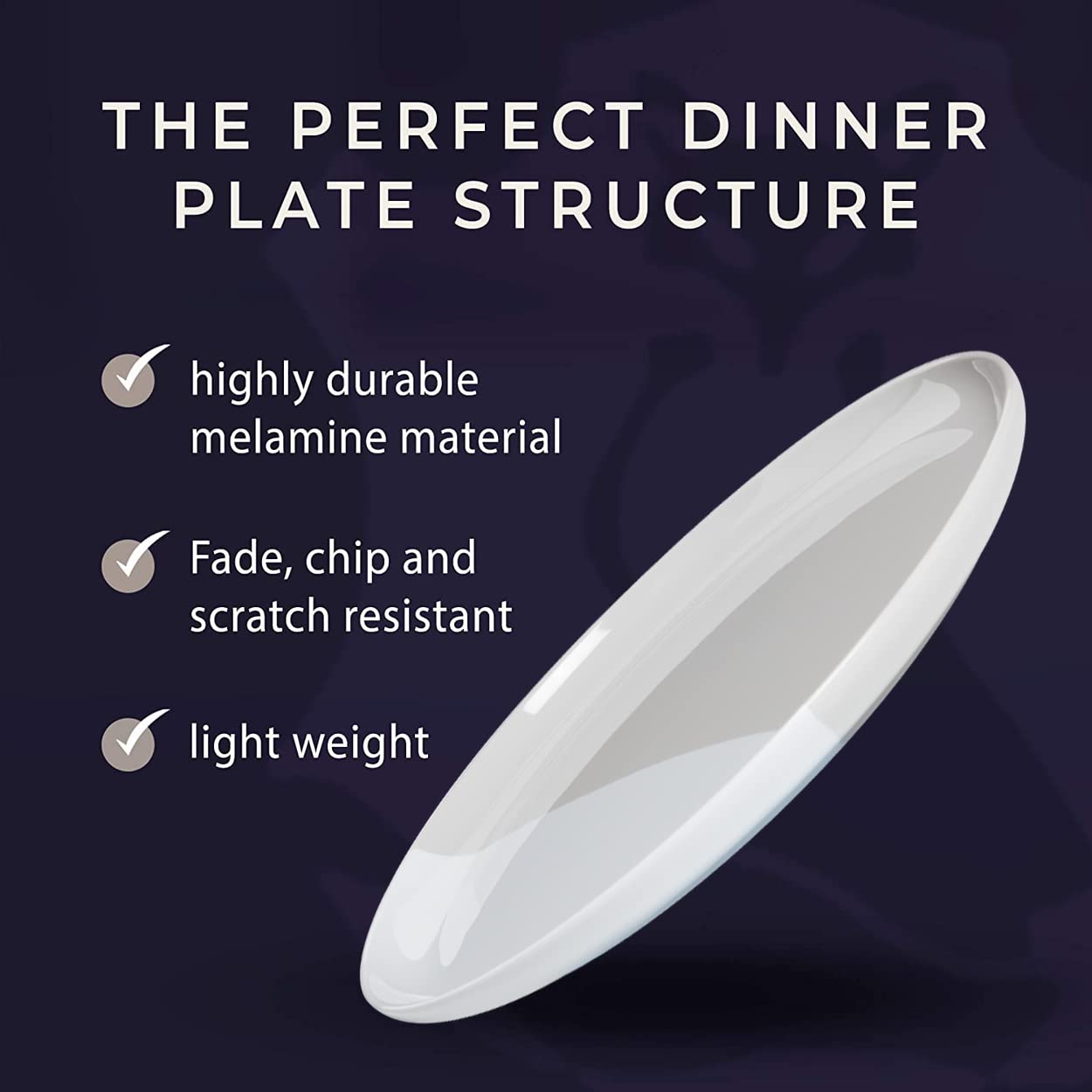 4-Piece Melamine Salad & Dessert Plates Set - Chip & Break-Resistant, Durable & Dishwasher Safe - Silver Gray Dinnerware for Kids, Indoor & Outdoor Dining, Picnics, BBQs, and Parties